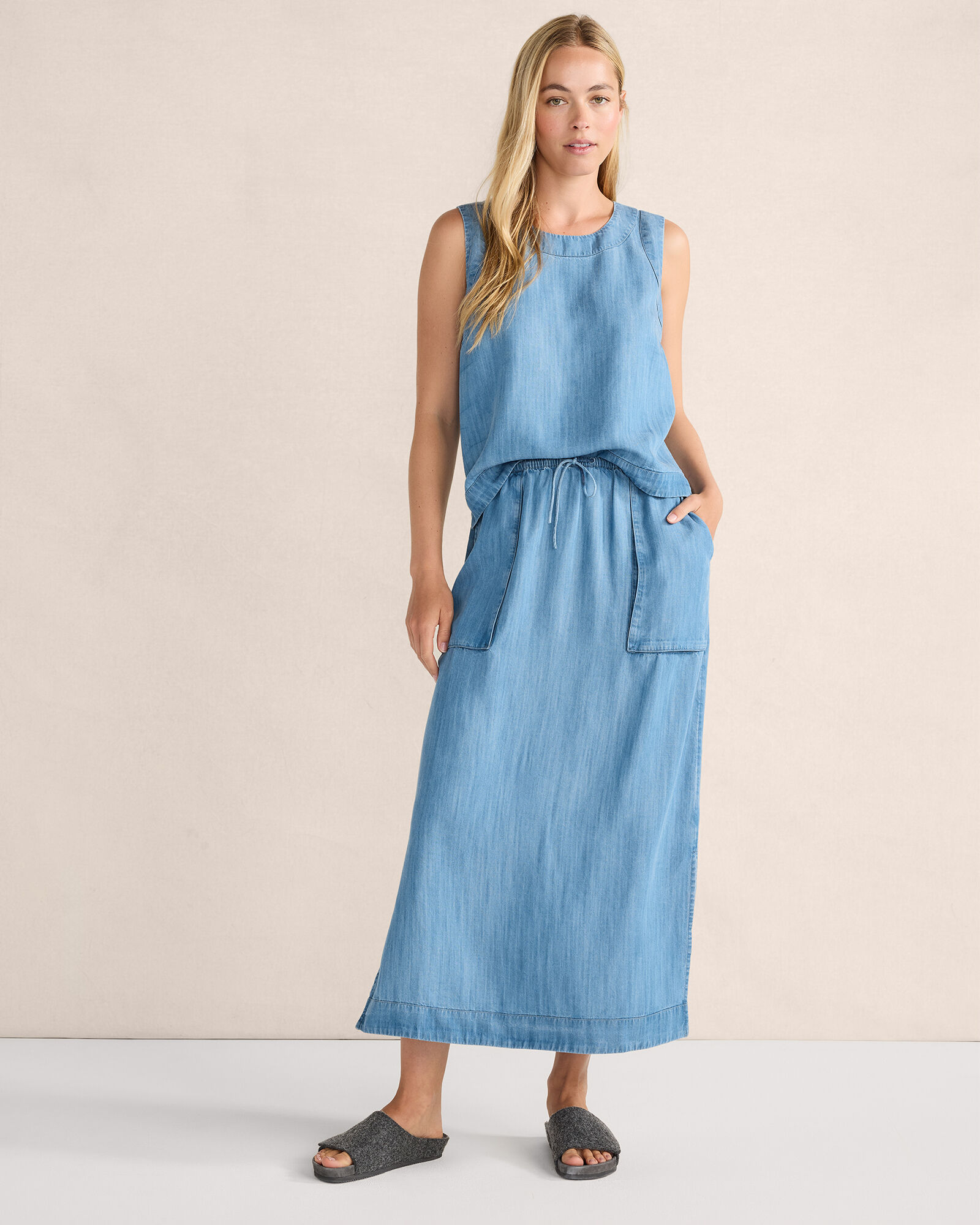 Chambray Sleeveless Top