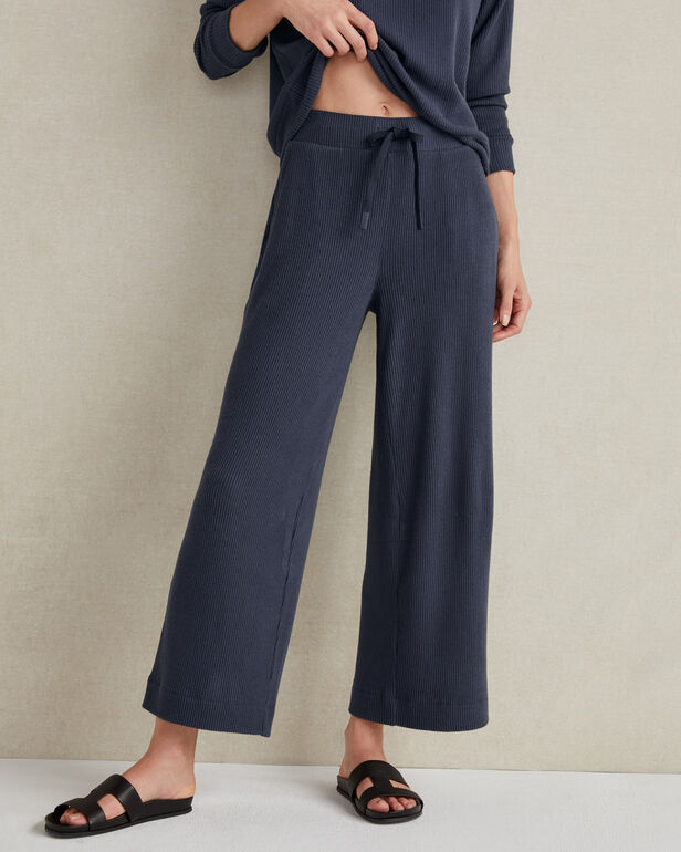 Brushed Rib Knit Wide Leg Pants