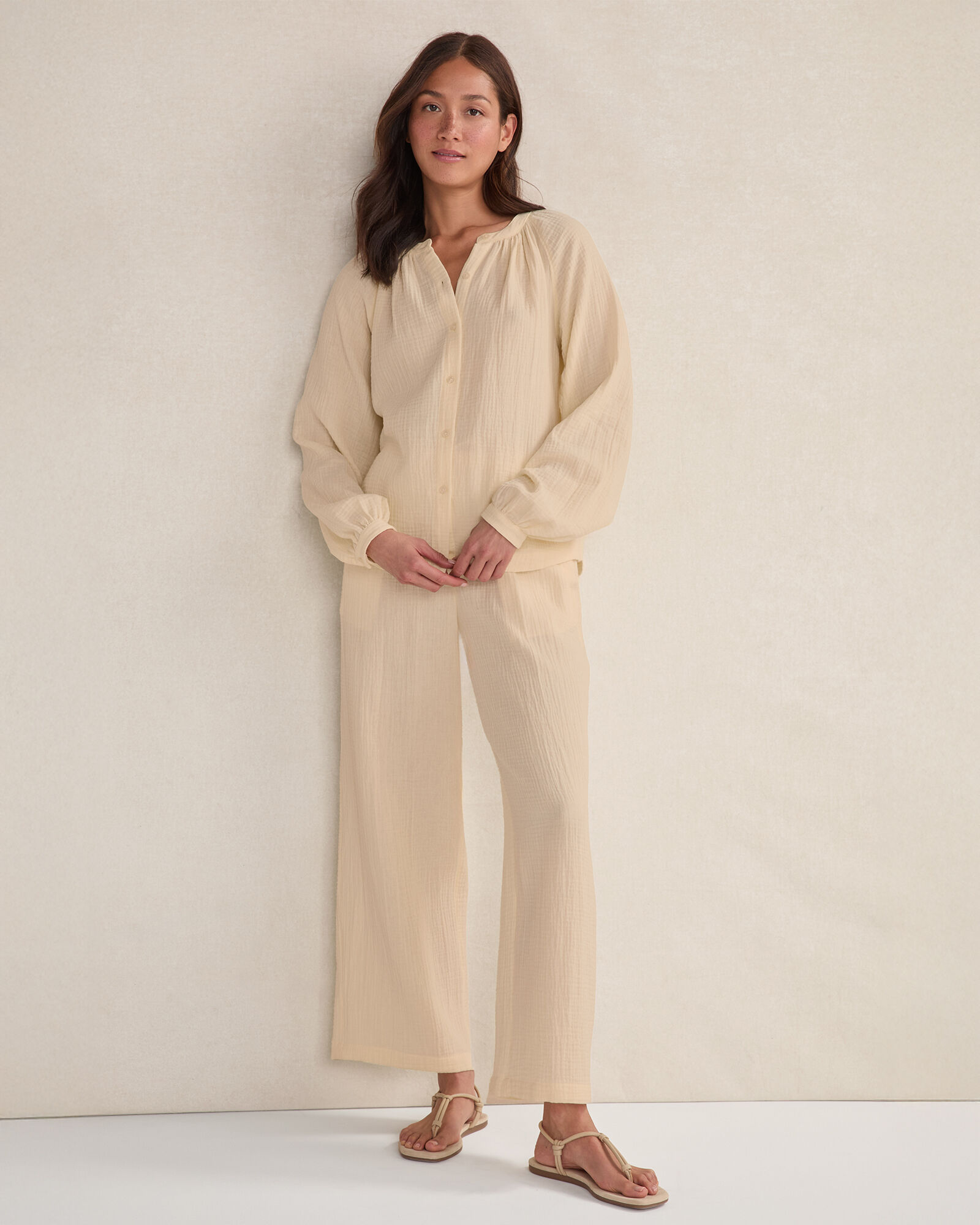 Organic Cotton Gauze Straight Leg Pants