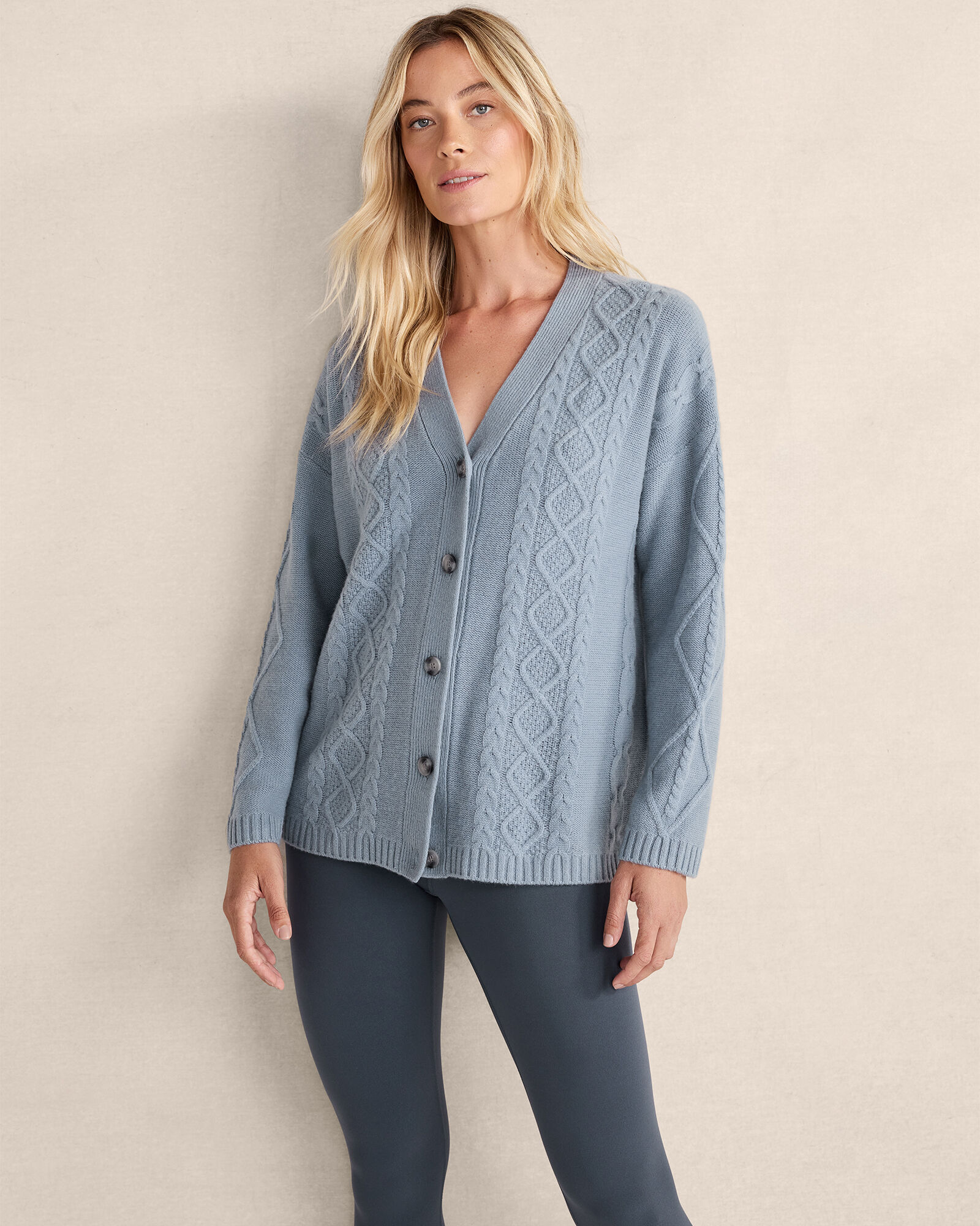 Cashmere cable cardigan top