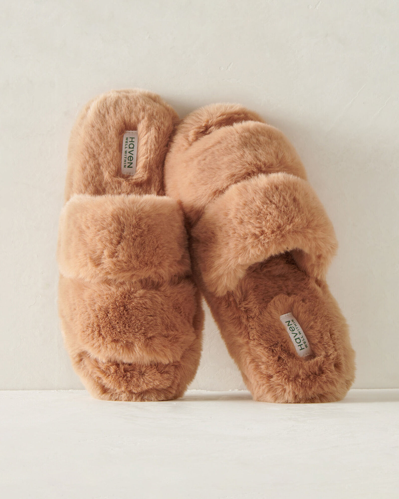 Faux Fur Banded Slippers Haven Well Within