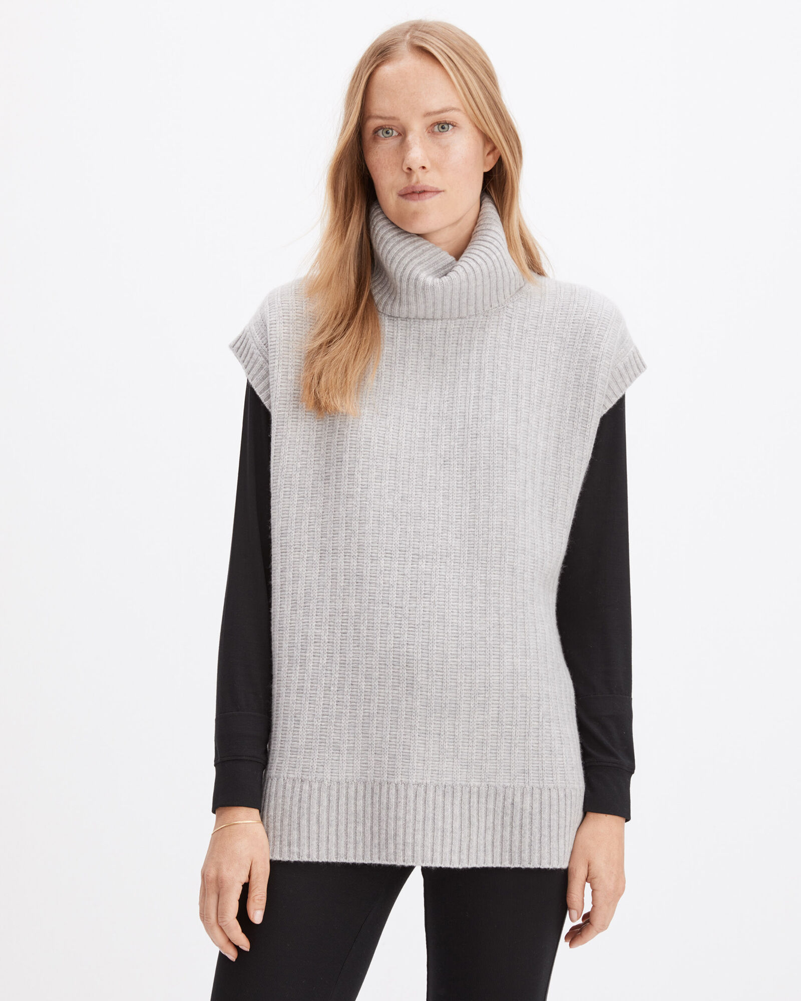 Heathered sherpa turtleneck tunic top