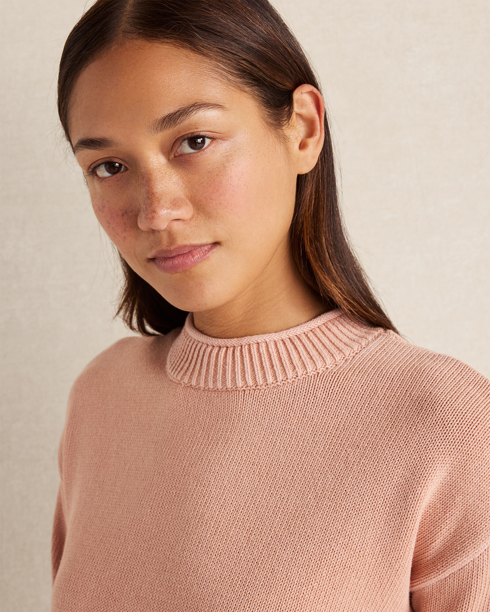 Garment-Dyed Organic Cotton Roll Neck Sweater