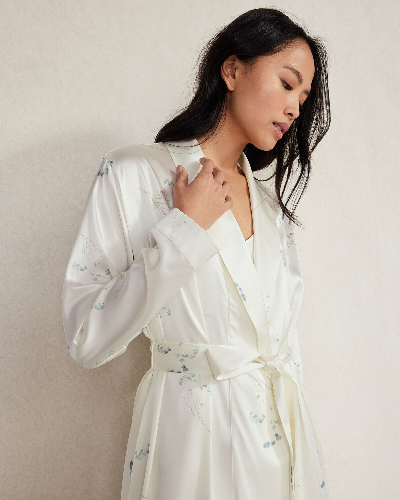 Washable Silk Delicate Floral Robe