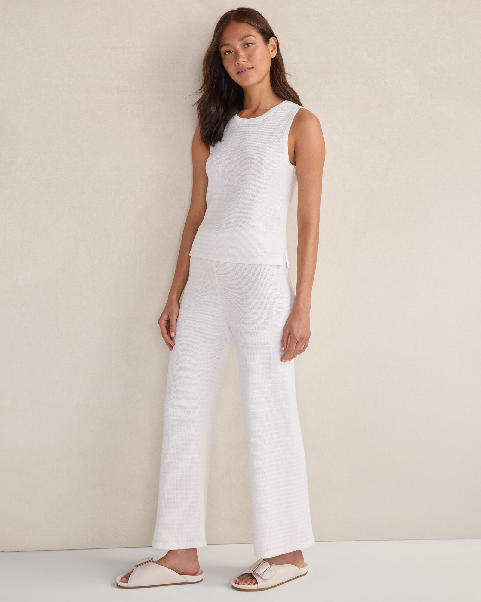 Organic Cotton Linear Stitch Straight Leg Pants