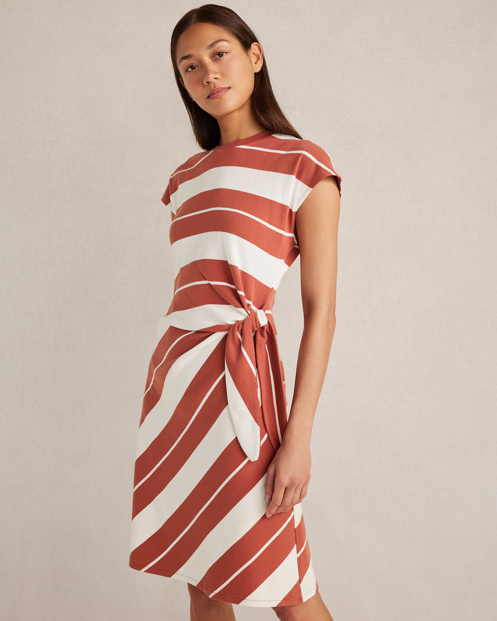 Organic Cotton Interlock Stripe Mini Knot Dress
