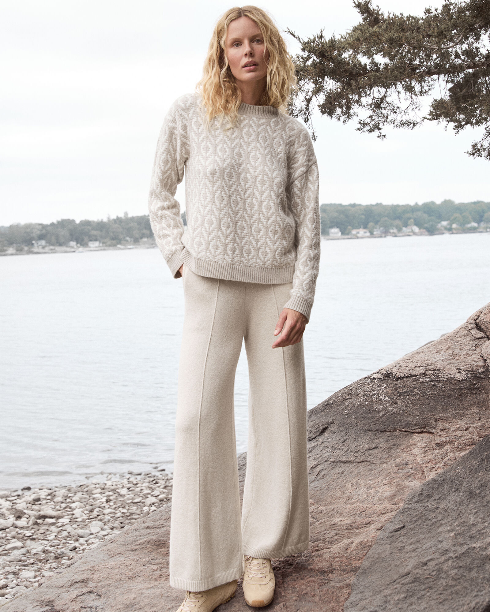 Organic Cotton Blend Diamond Stitch Sweater