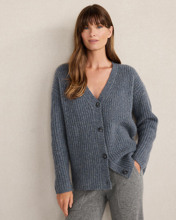 Marled Cashmere Shaker Stitch Cardigan