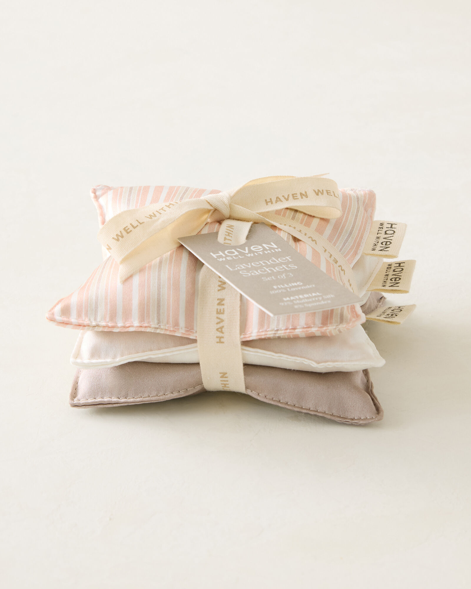 Silk Lavender Sachets, Pink, Set of 3