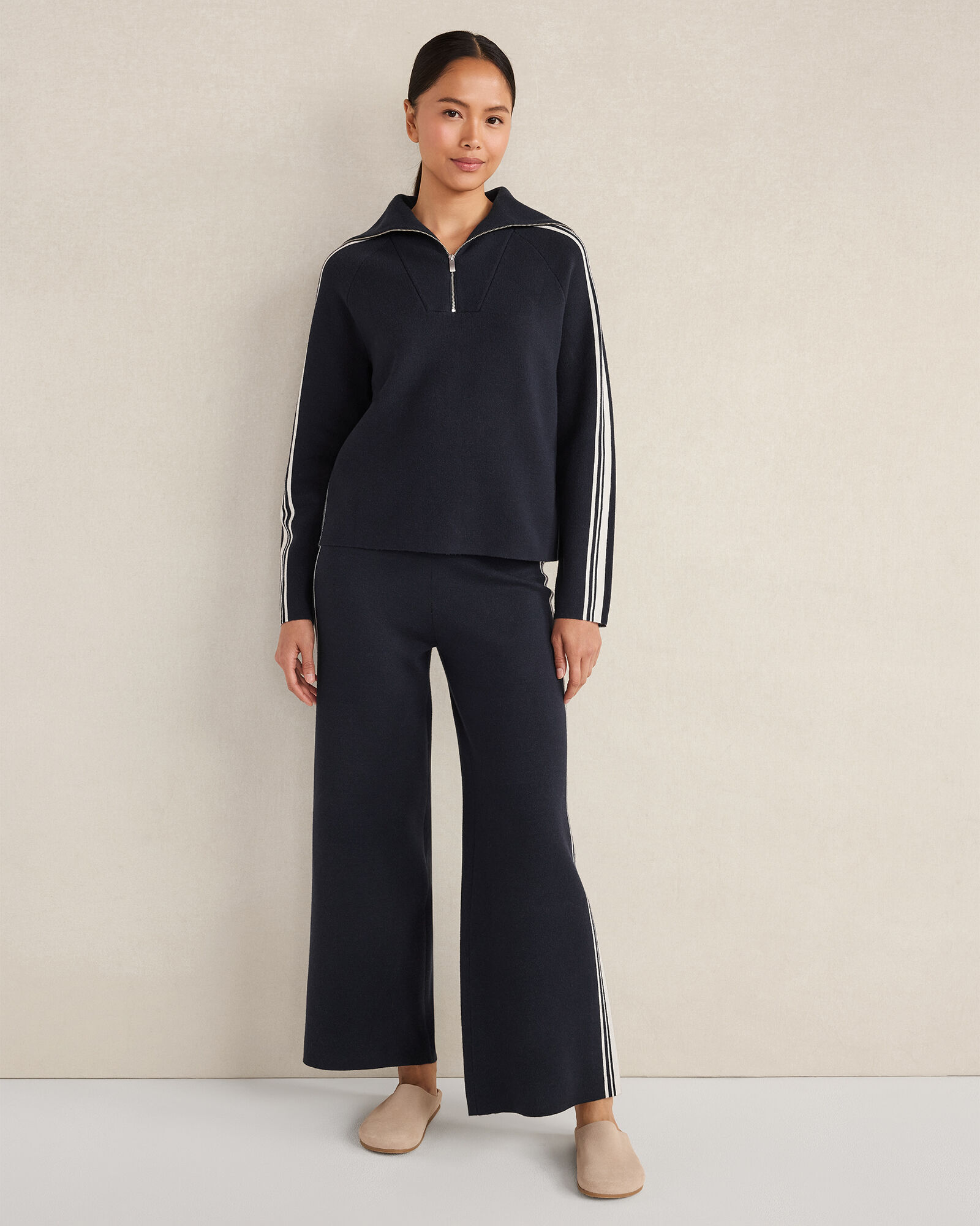 Sporty Stripe Half-Zip Pullover