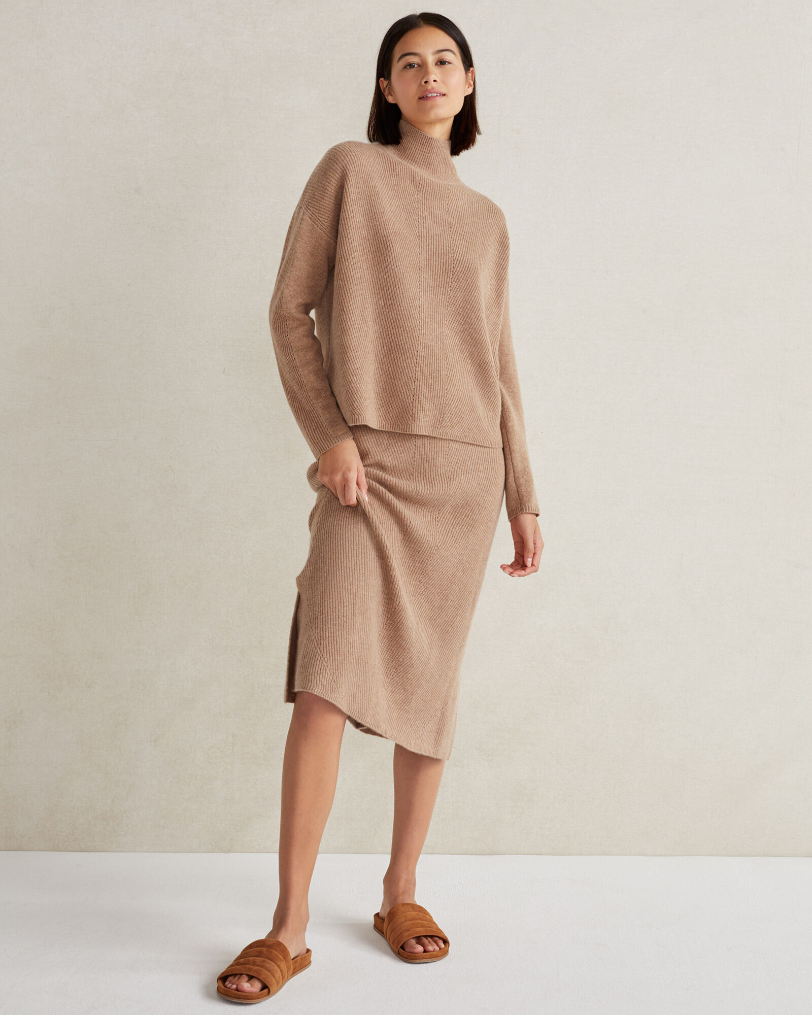 Cashmere Rib Knit Midi Skirt Haven Well Within