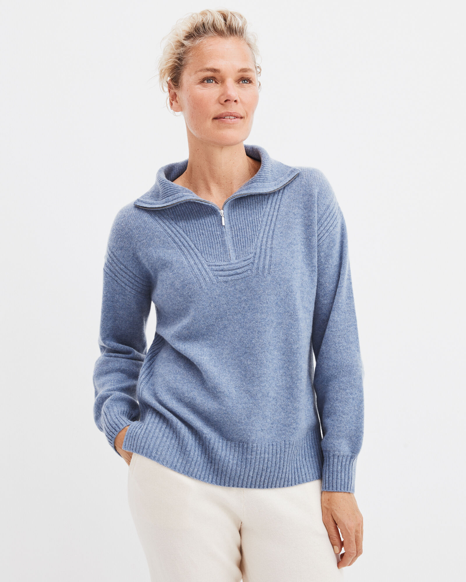 Cashmere zip sweater women's sales
