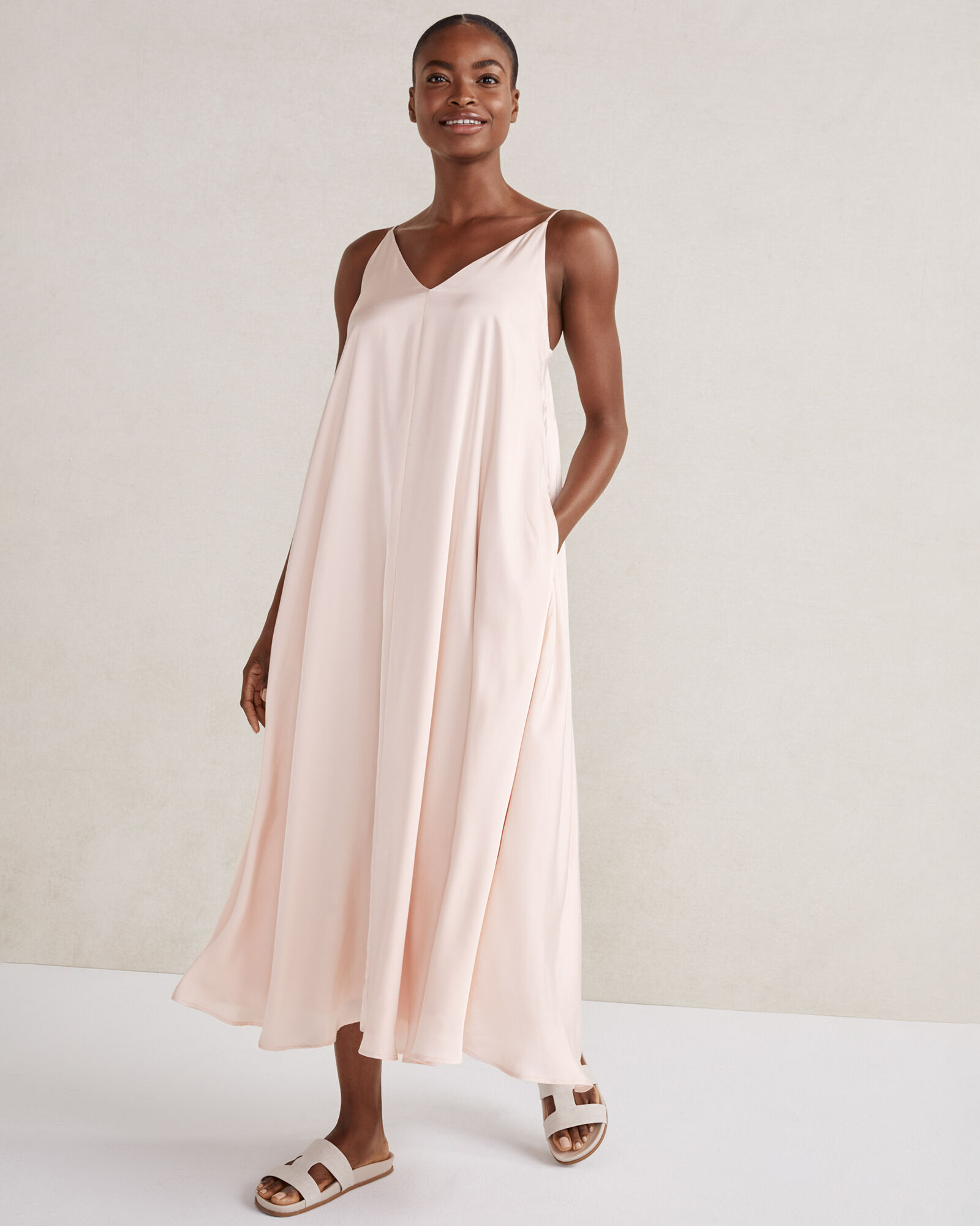 midi dress vs maxi dress Women's Gabrielle Light Pink Floral Cotton Bustier Midi Dress | Size: L