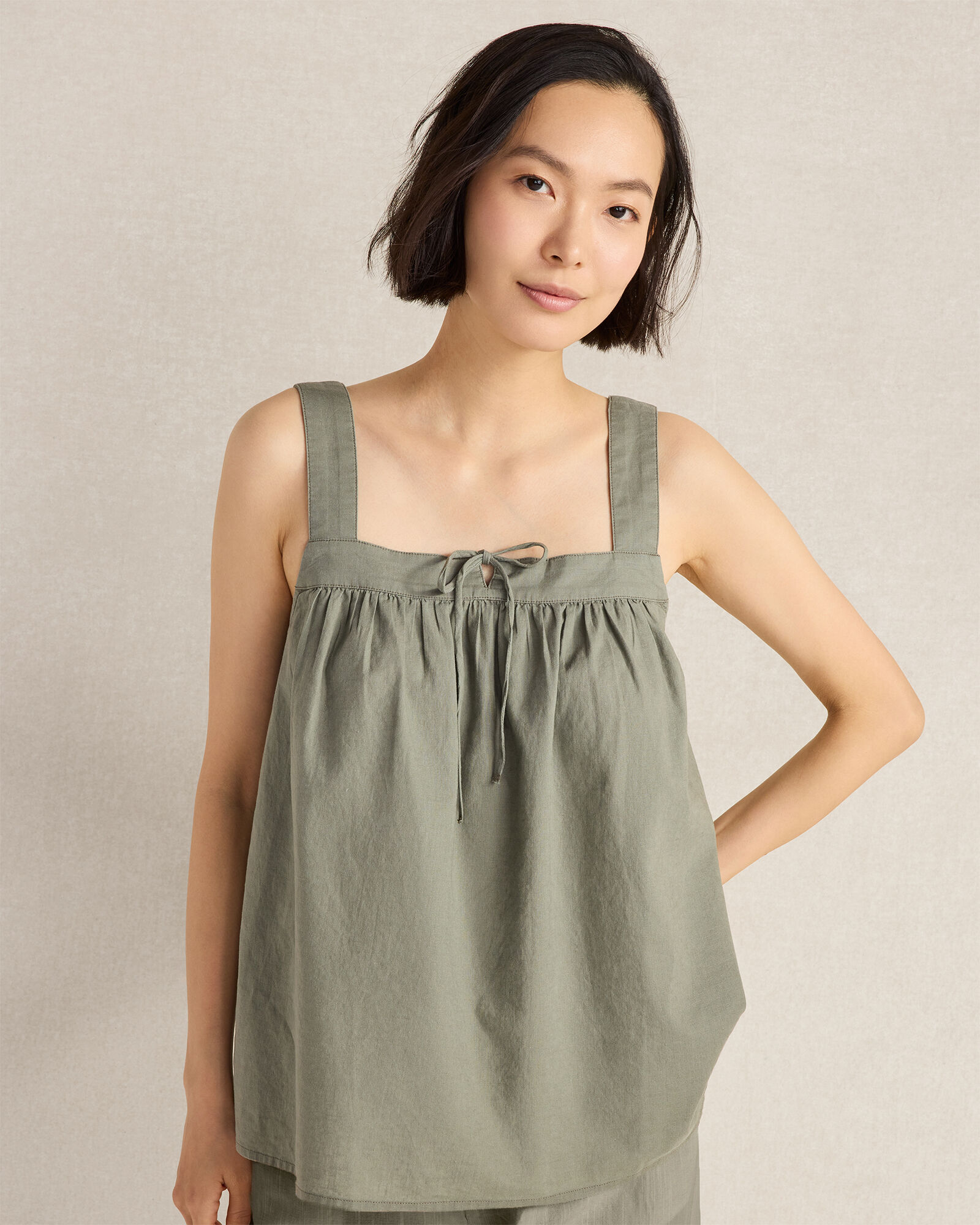 Organic Cotton Linen Square Neck Top