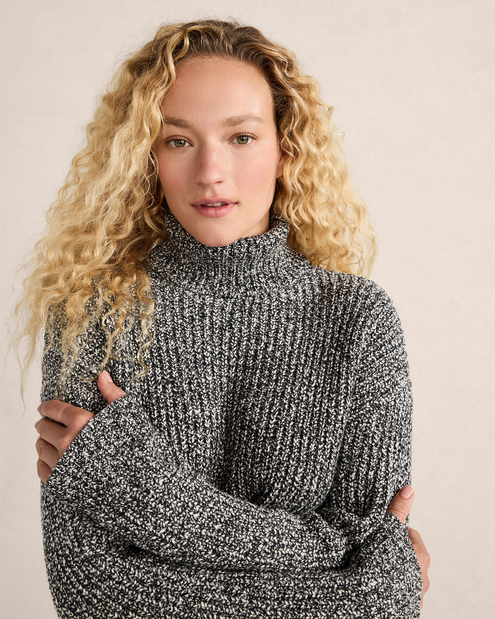 Marled Knit Turtleneck Sweater