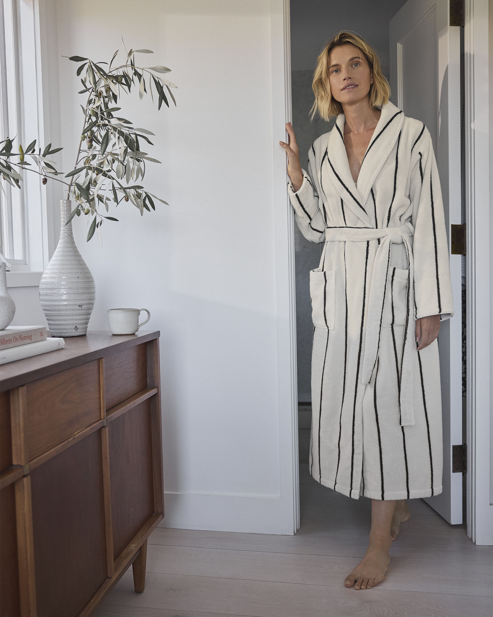Plush Terry Striped Robe + Tote Set