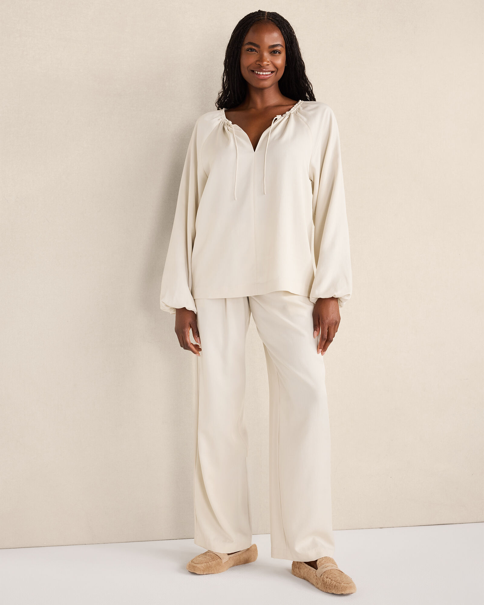 Washed Split Neck Top