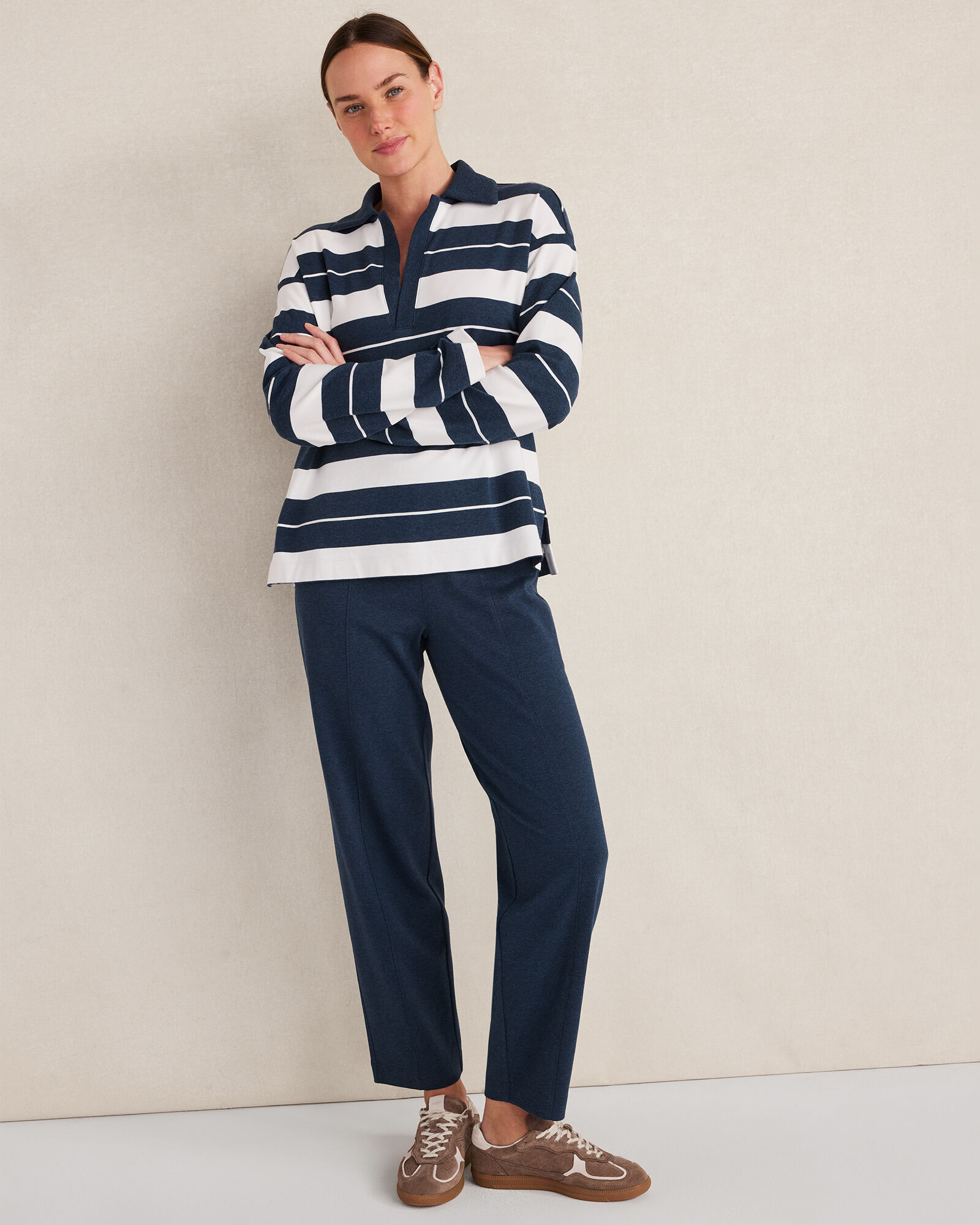 Organic Cotton Interlock Barrel Leg Pants