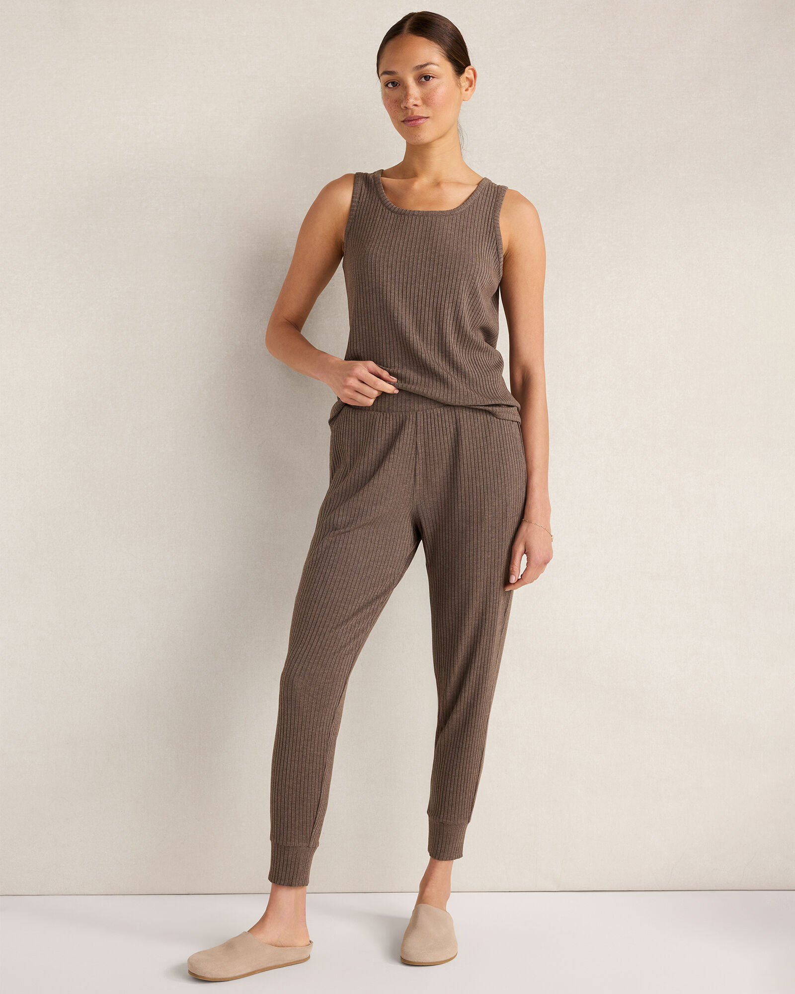 Resti Drapey Rib Knit Scoop Neck Tank