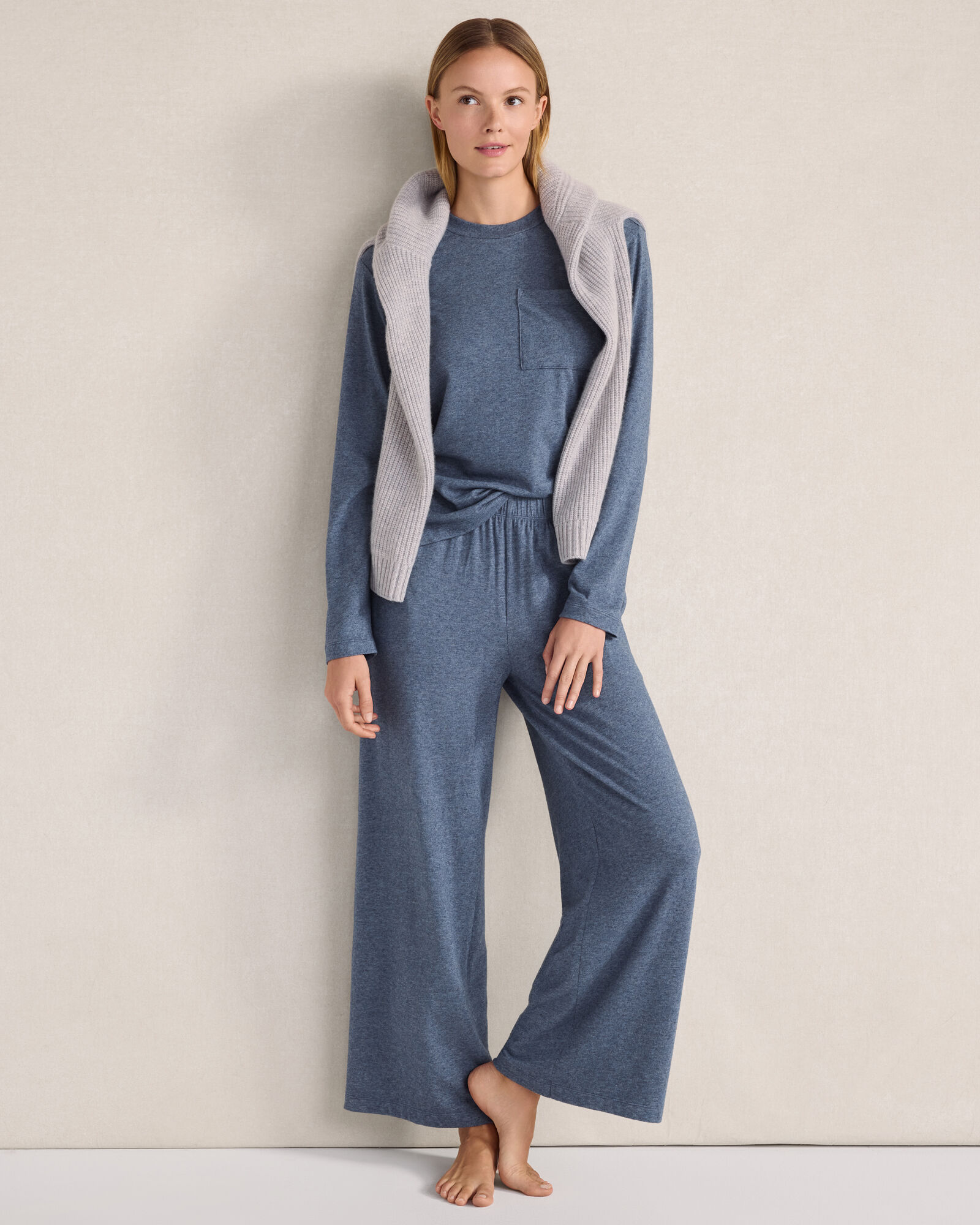 Resti Cotton Modal Brushed Jersey Wide Leg Pants