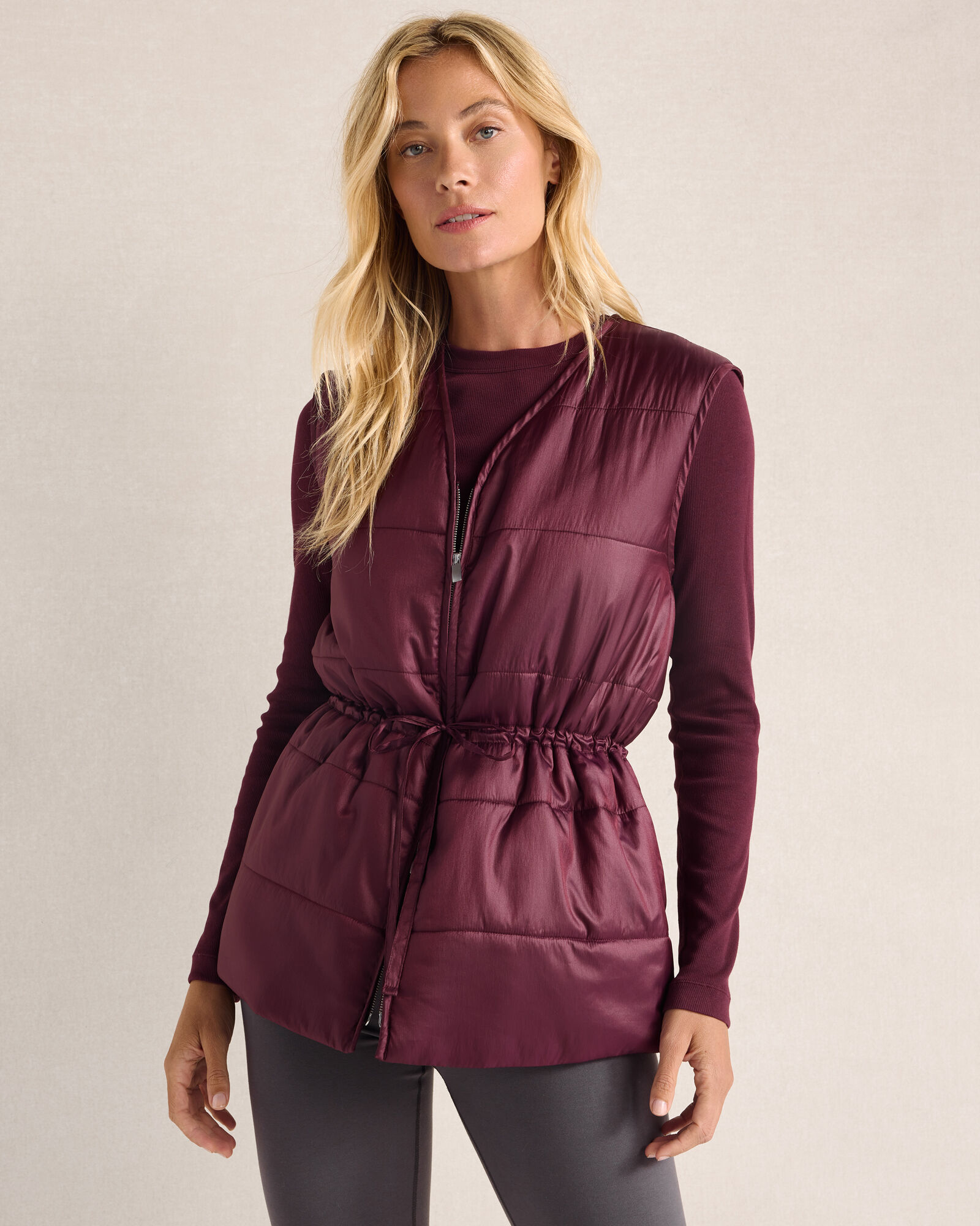 Balance Woven Shiny Quilted Puffer Vest