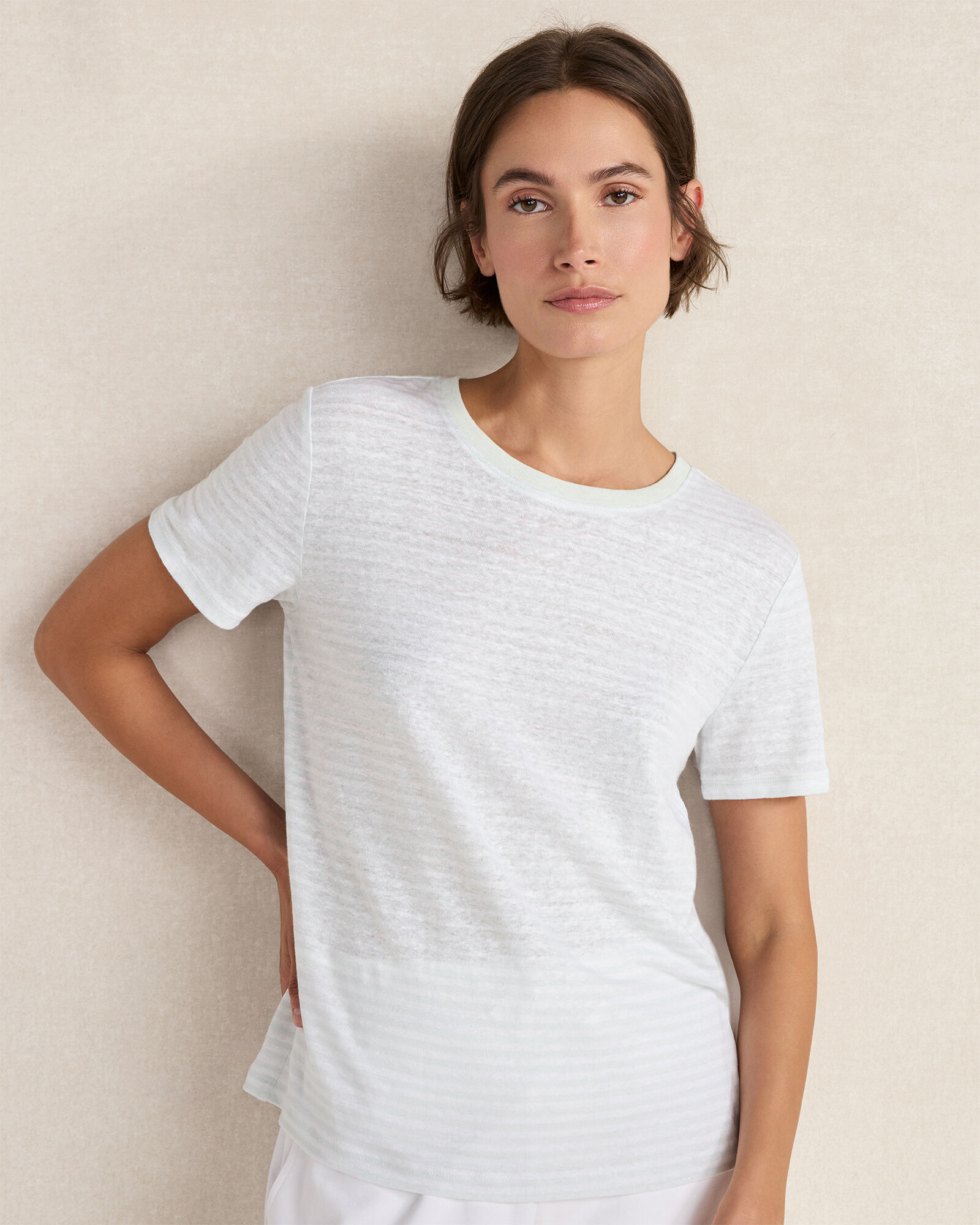 Linen Striped Short Sleeve Tee