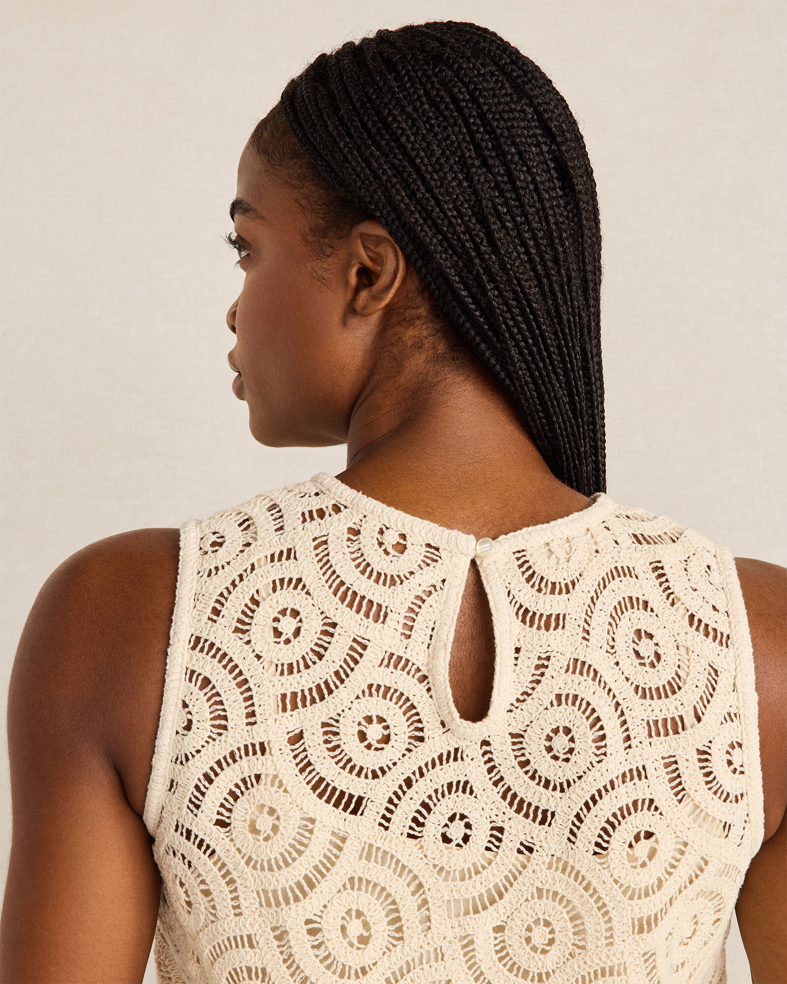 Cotton Crochet Scalloped Midi Dress