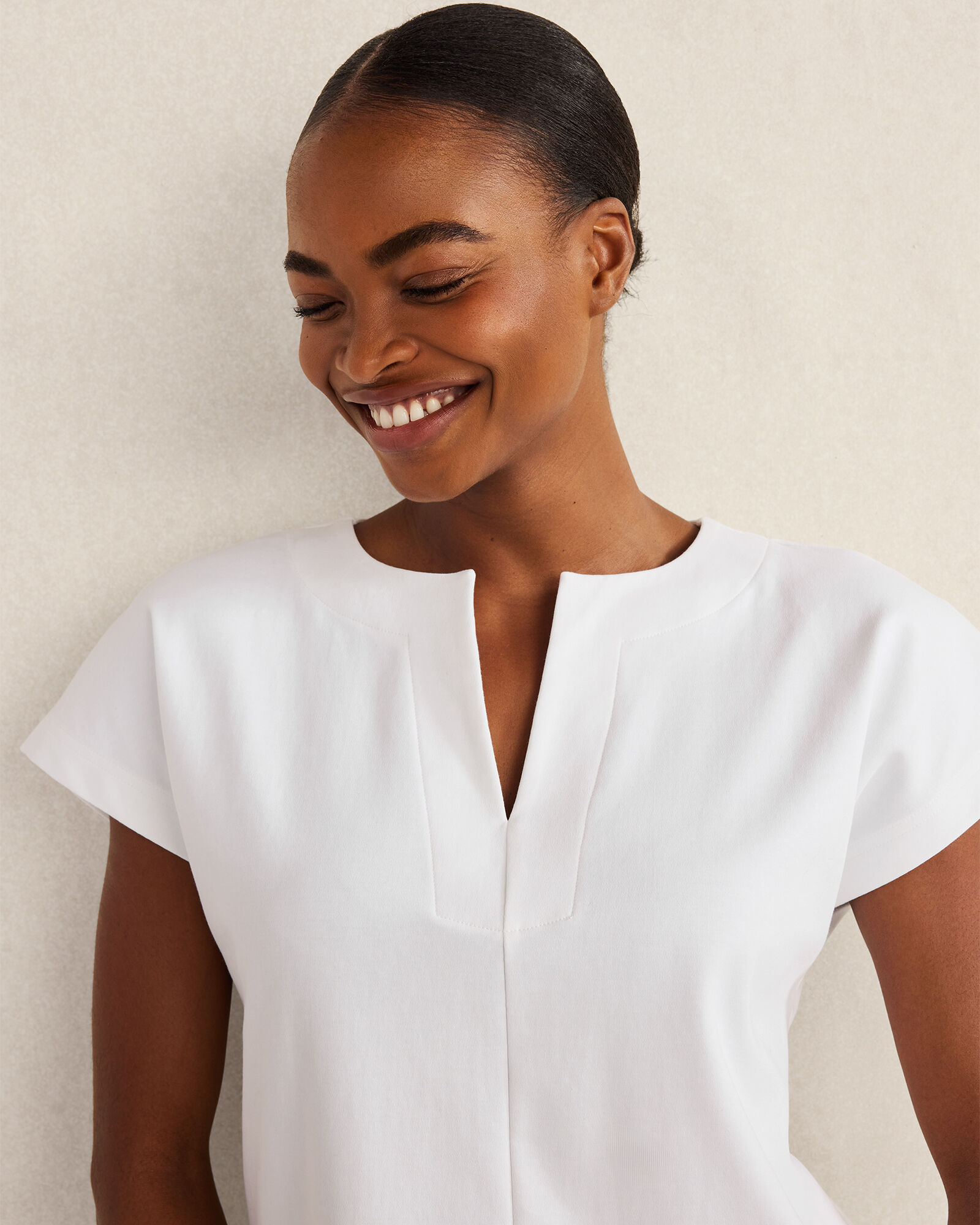 Organic Cotton Interlock Split Neck Top