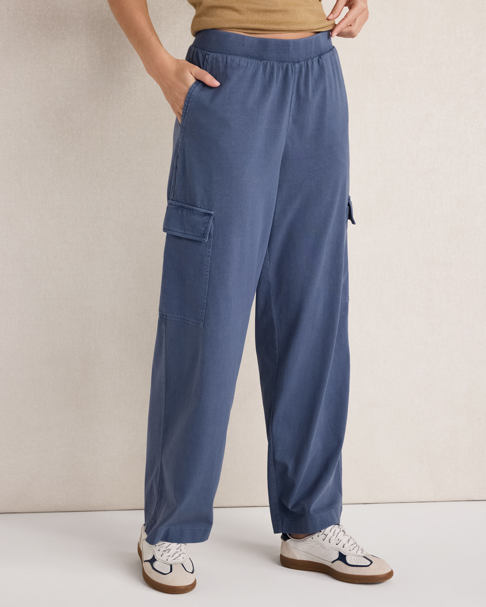 Garment-Dyed Organic Cotton Jersey Relaxed Cargo Pants