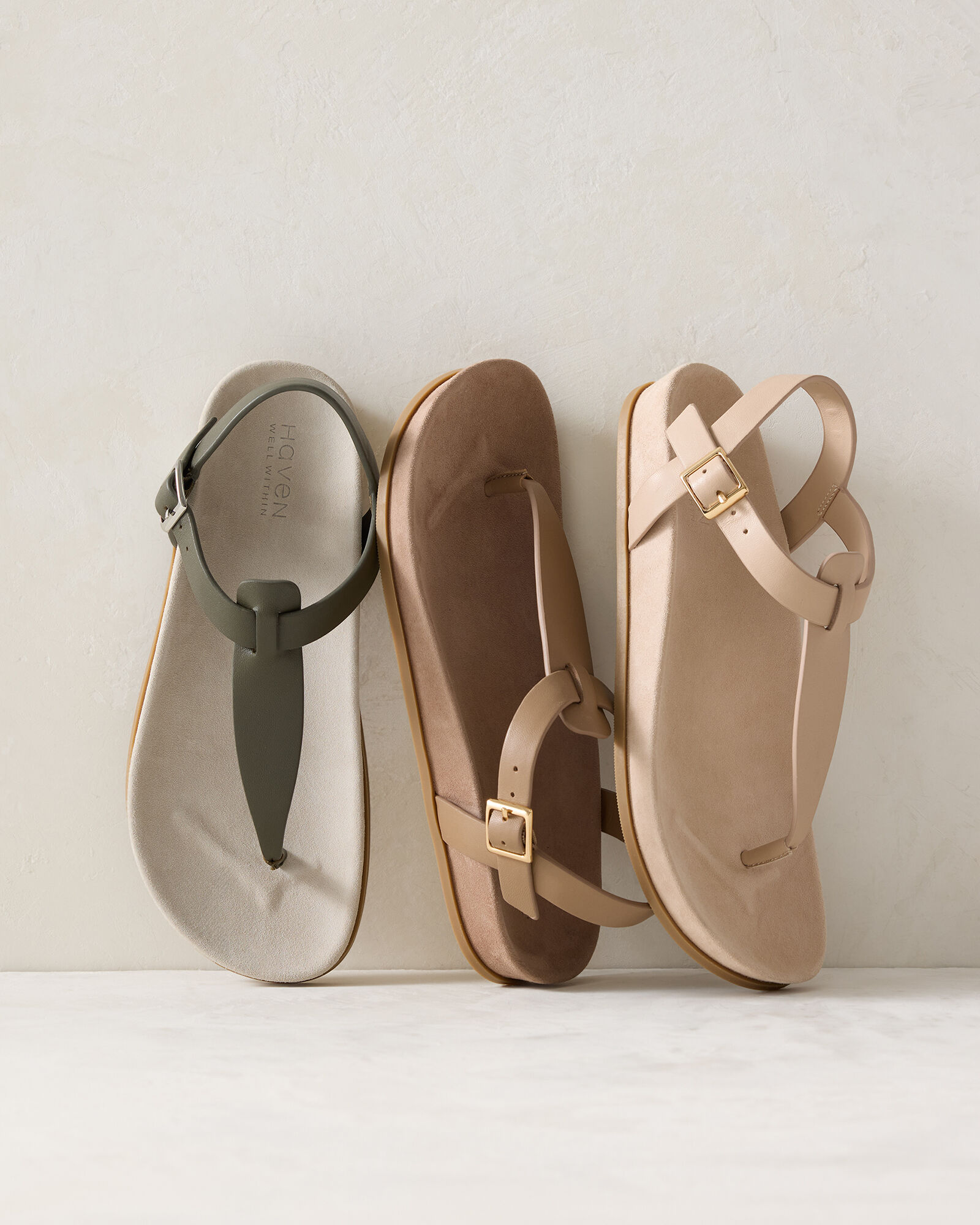 Leather and Suede Thong Sandal