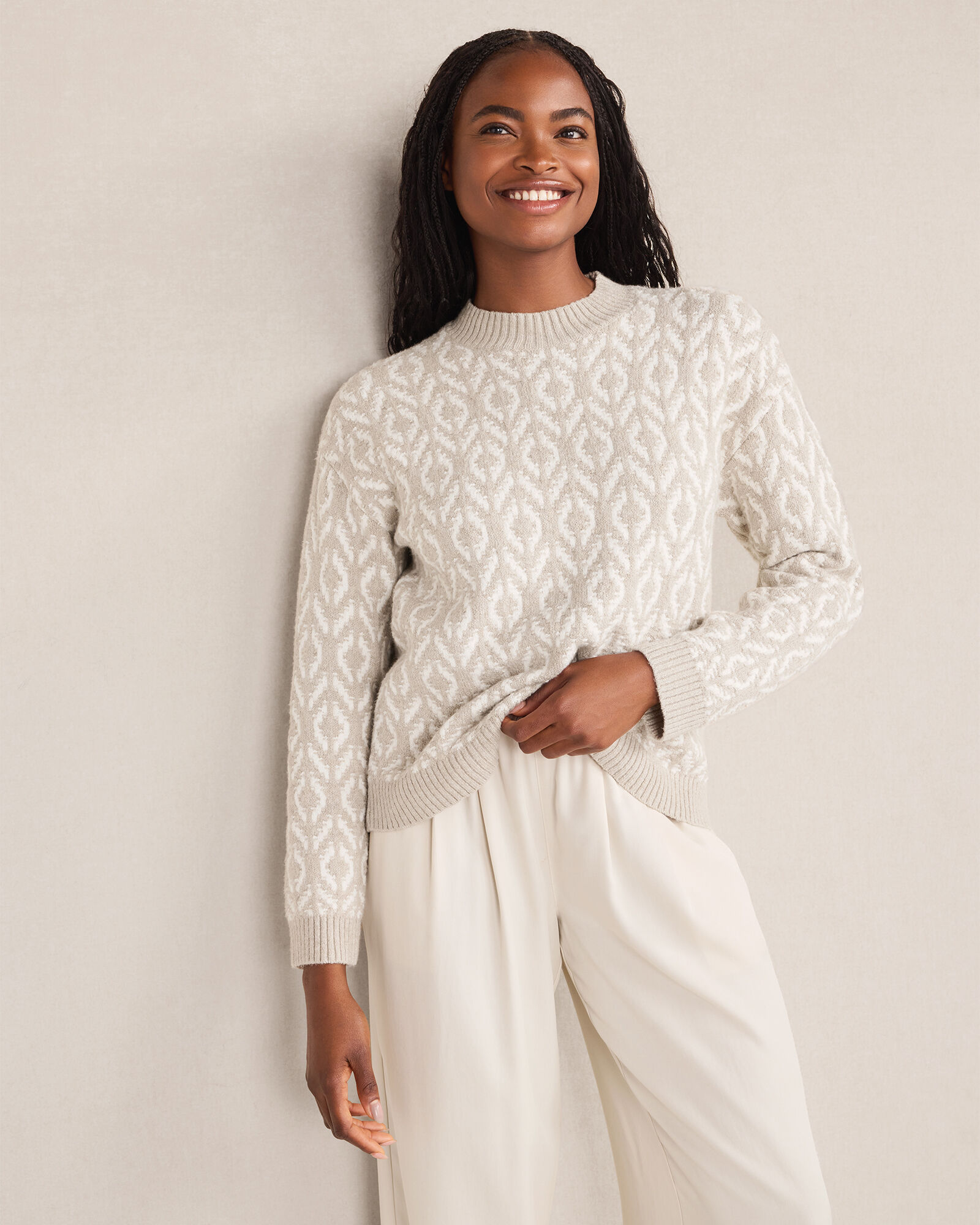 Organic Cotton Blend Diamond Stitch Sweater