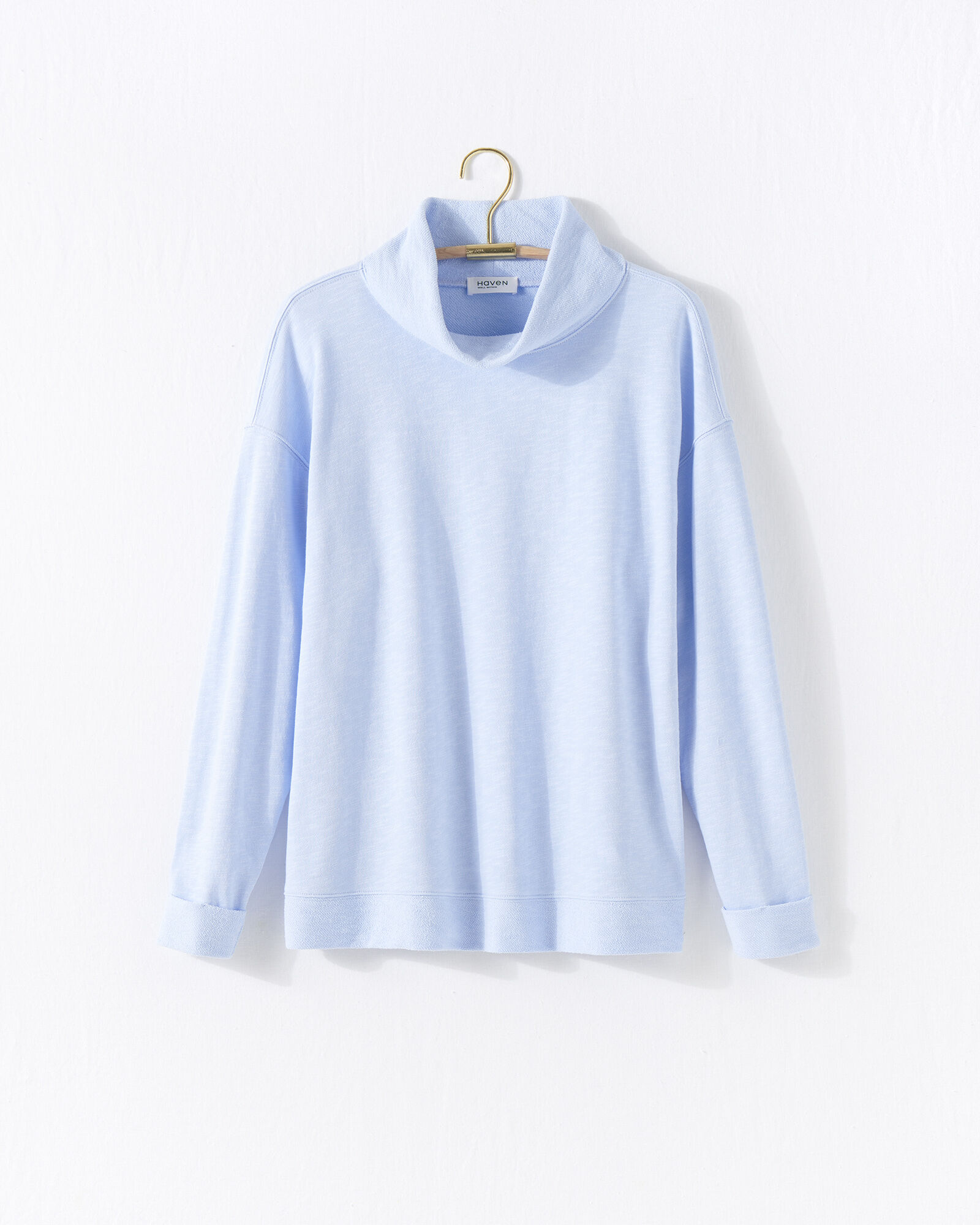 Cotton Slub French Terry Mock Neck Pullover
