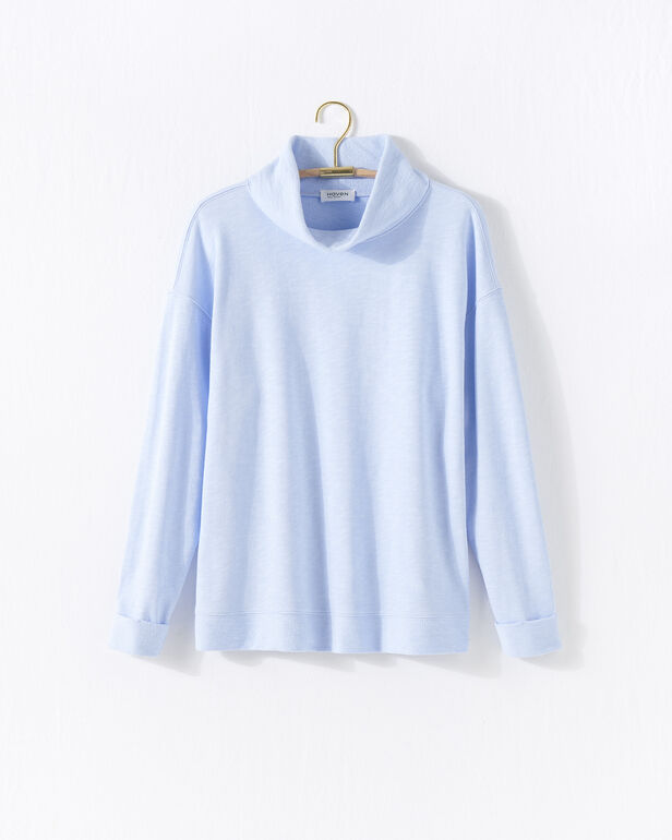 Cotton Slub French Terry Mock Neck Pullover