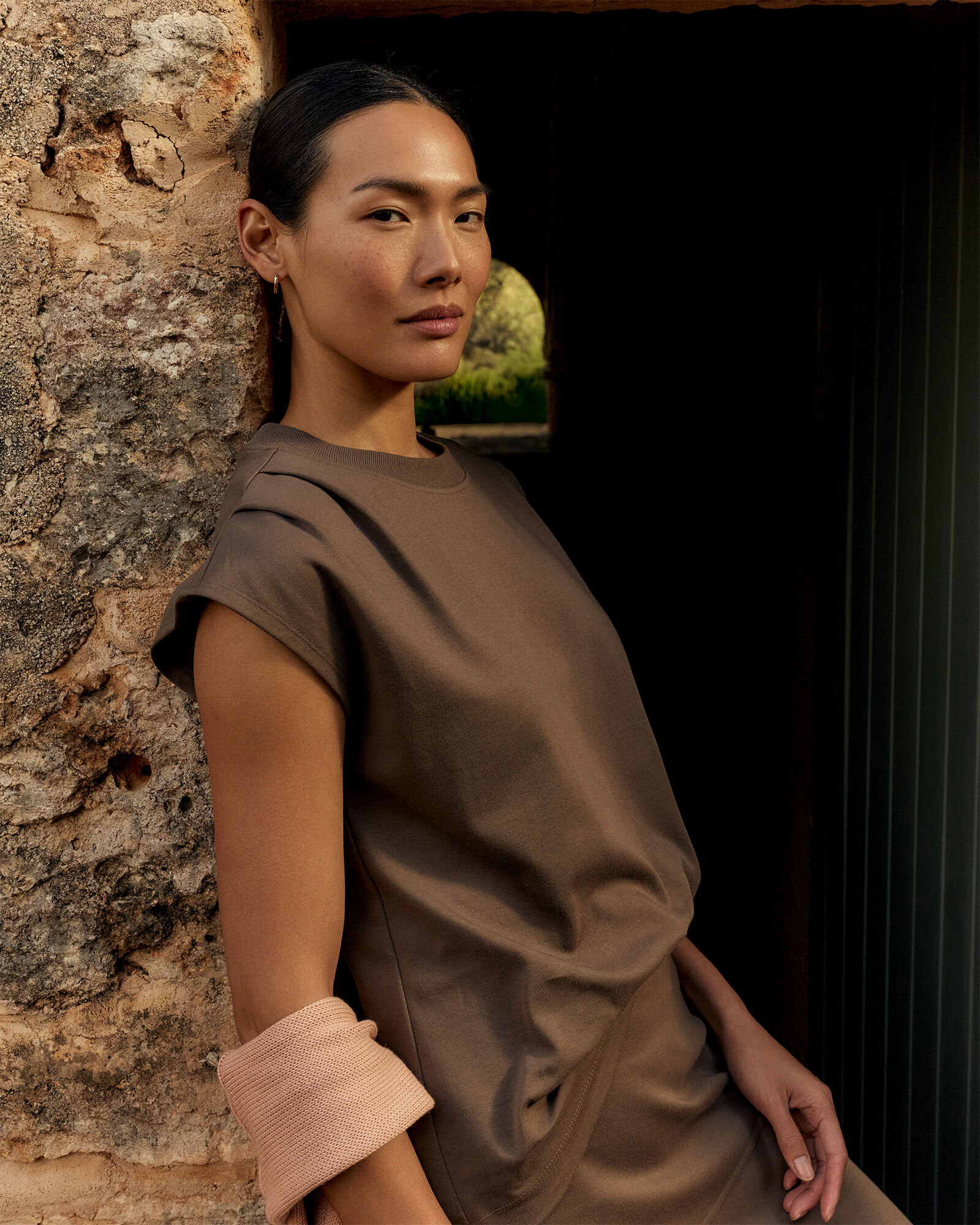 Organic Cotton Interlock Pleated Tee