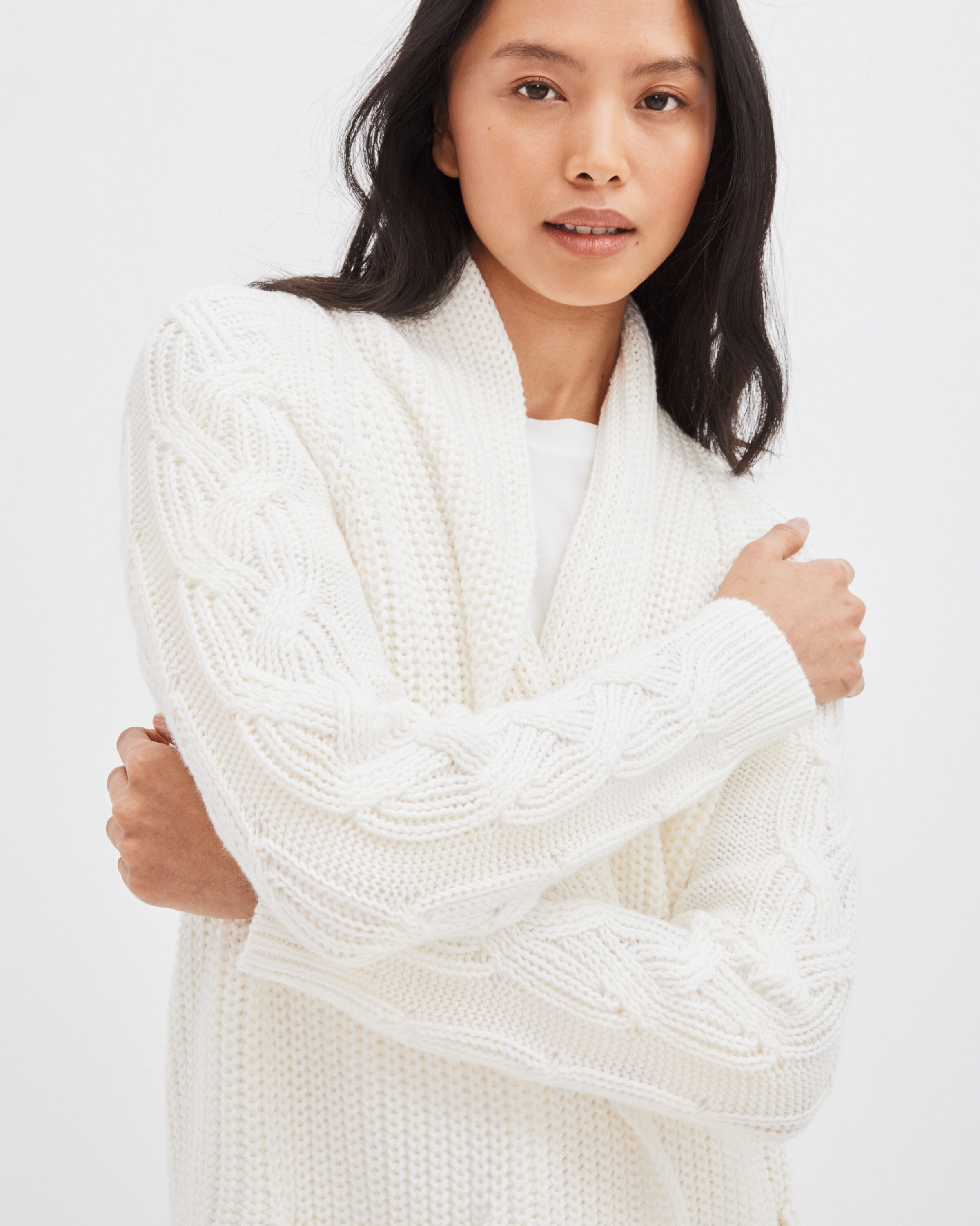 Metal Shell Split Hem Knit Cardigan