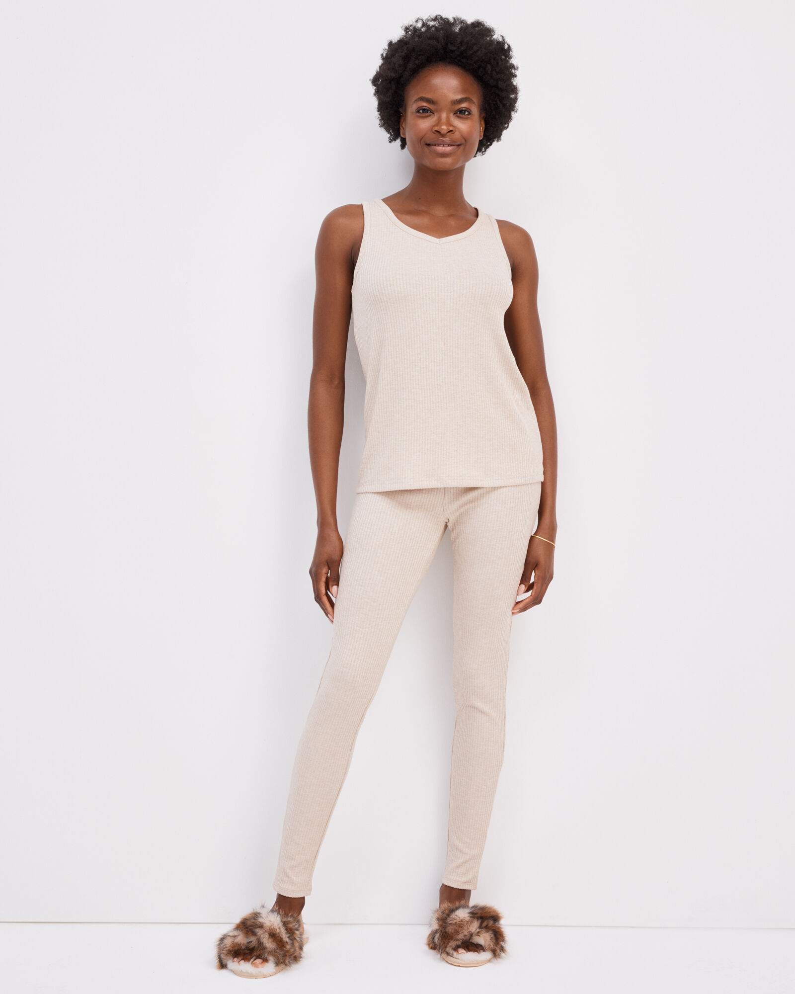 Knit beige ribbed hotsell singlet