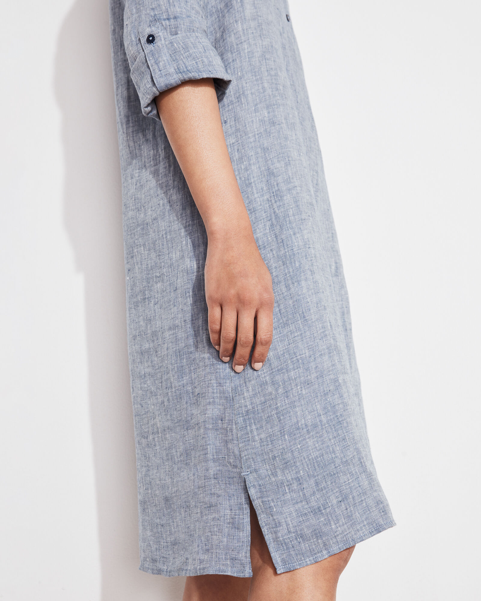 cora linen dress Plum Linen-Blend Drop Waist Cora Midi Dress