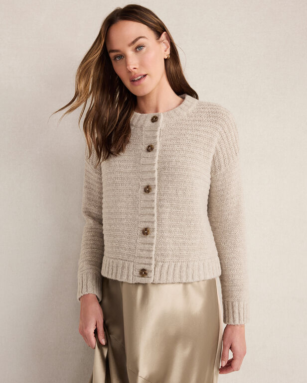 Merino Wool Cashmere Link Stitch Cardigan
