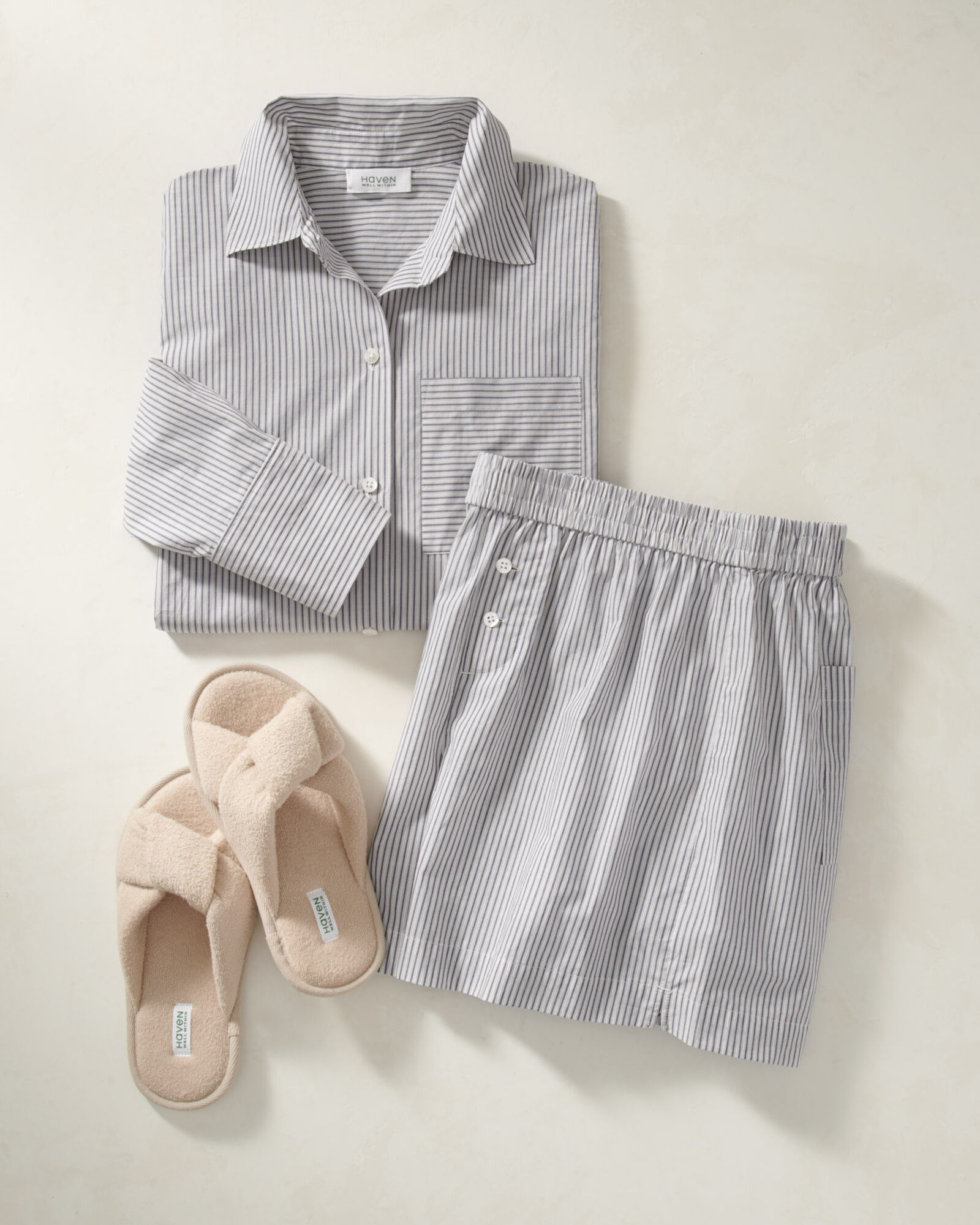 Lightweight Cotton Poplin Striped Pajama Shorts