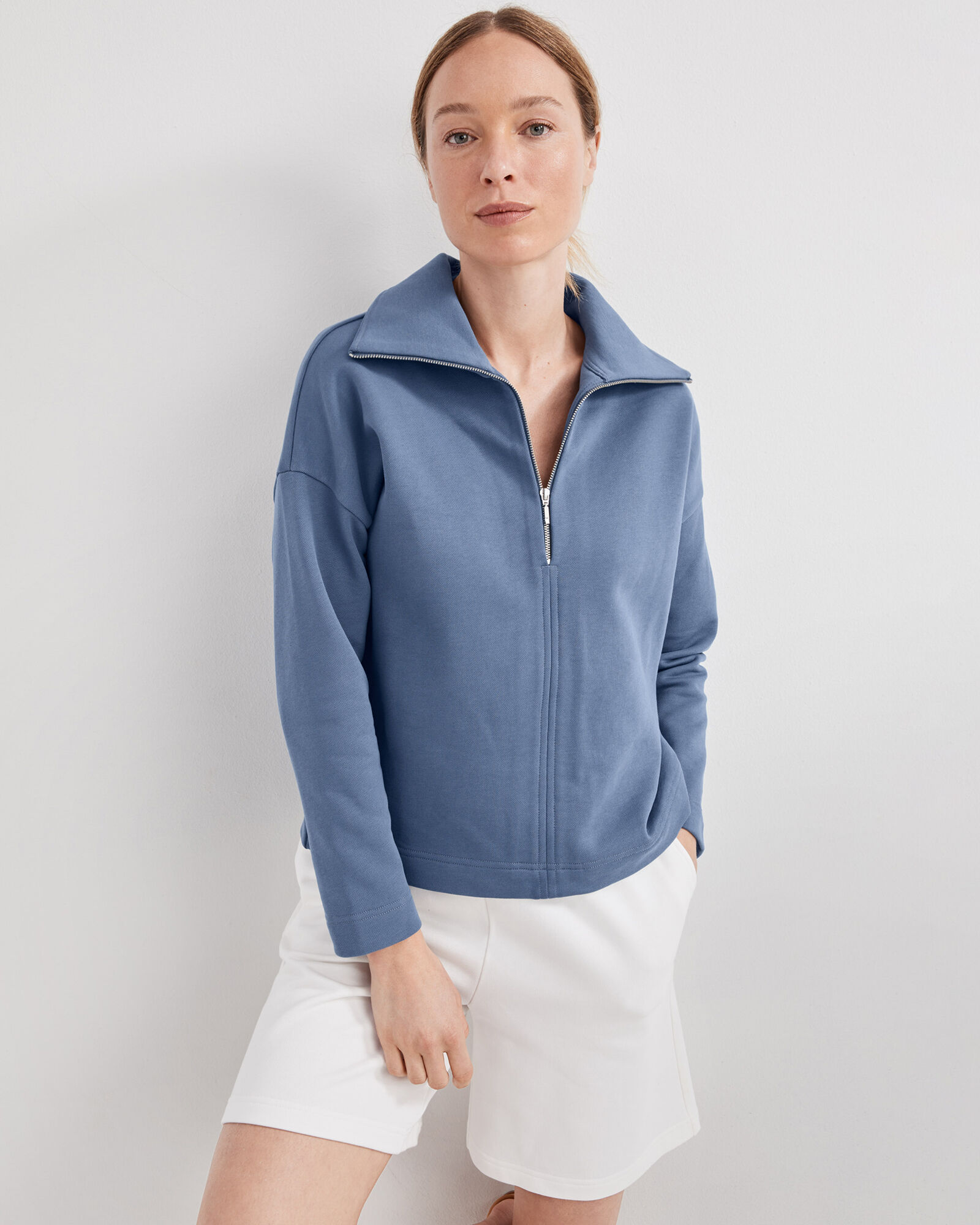 Organic Cotton French Terry Half Zip Top