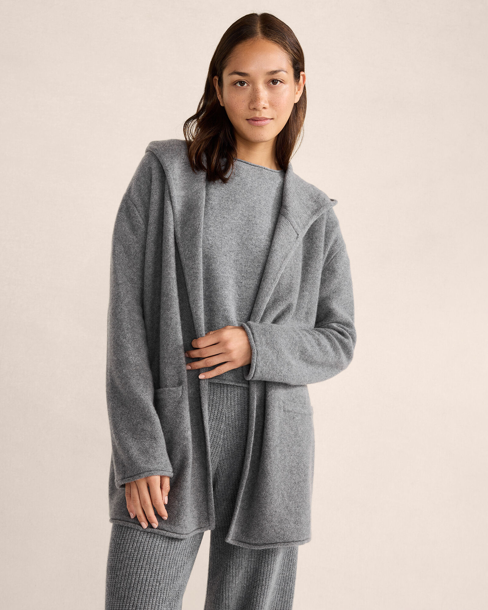 Cashmere hooded cardigan outlet