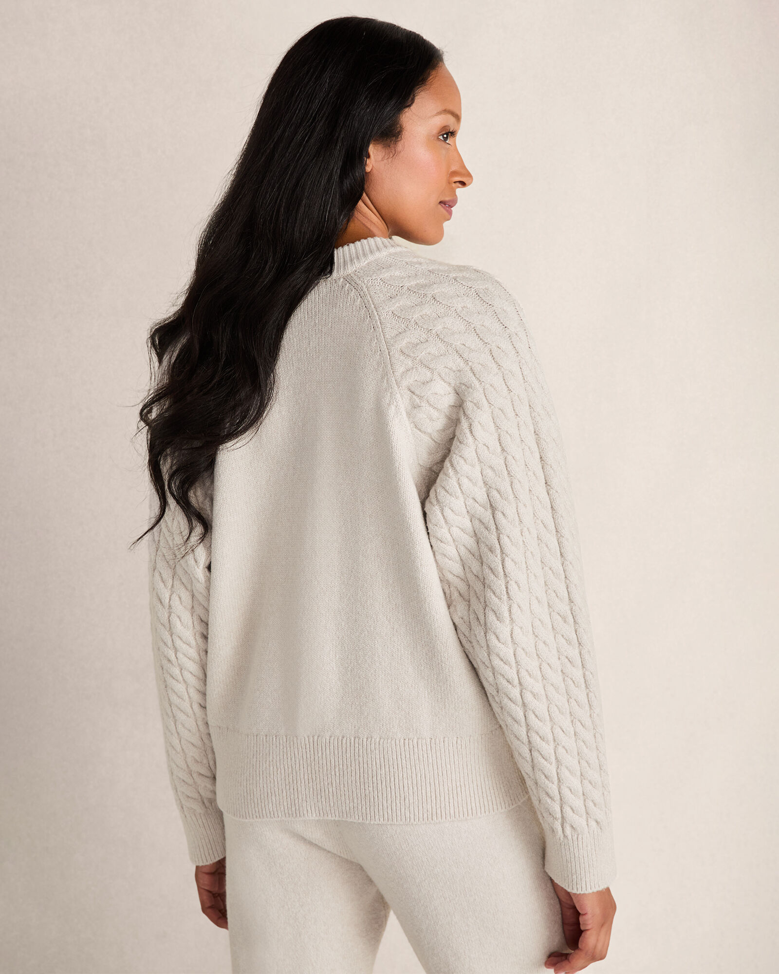 Organic Cotton Cable-Sleeve Zip-Up Cardigan | Haven Well Within