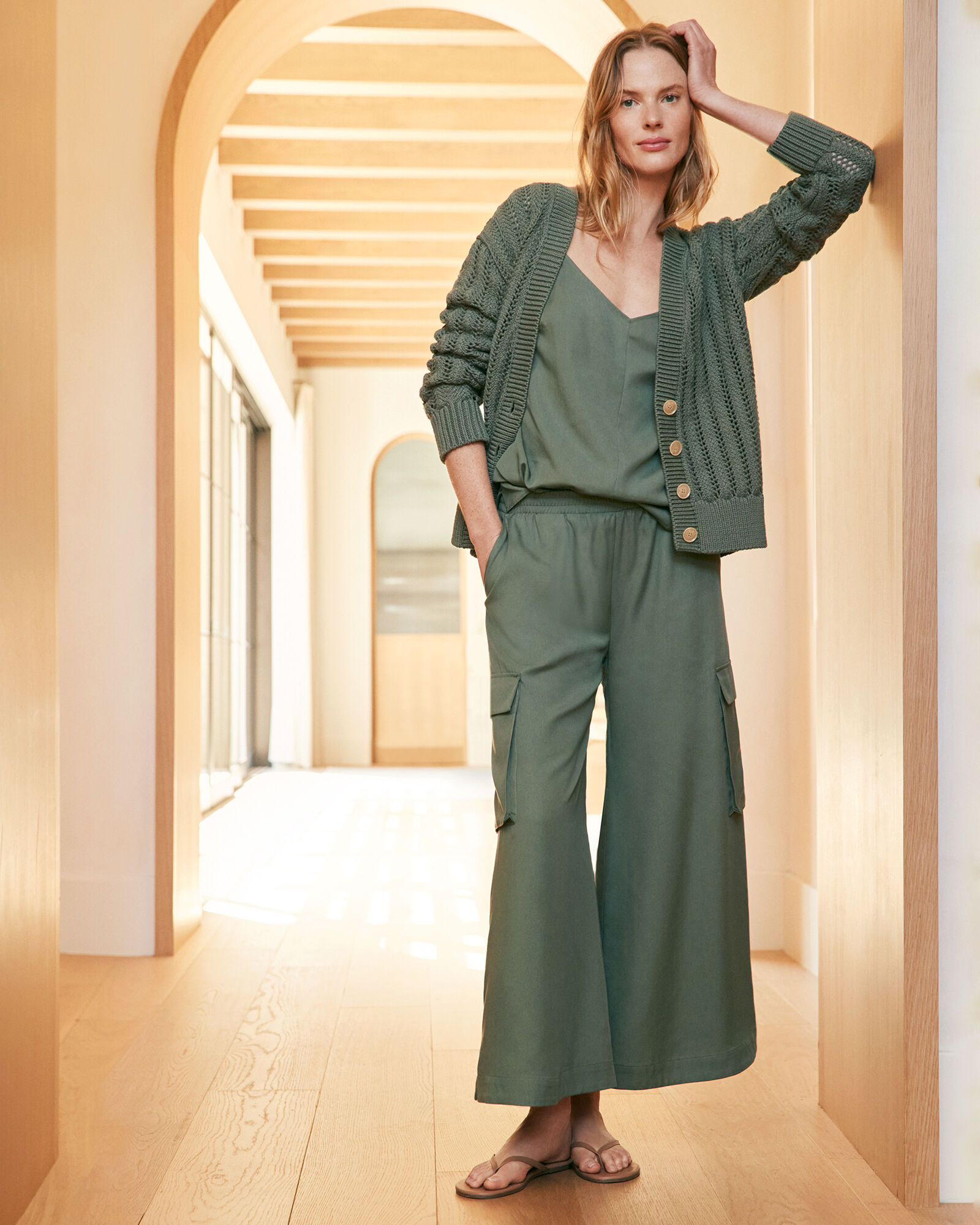 Drapey Twill Cargo Culottes