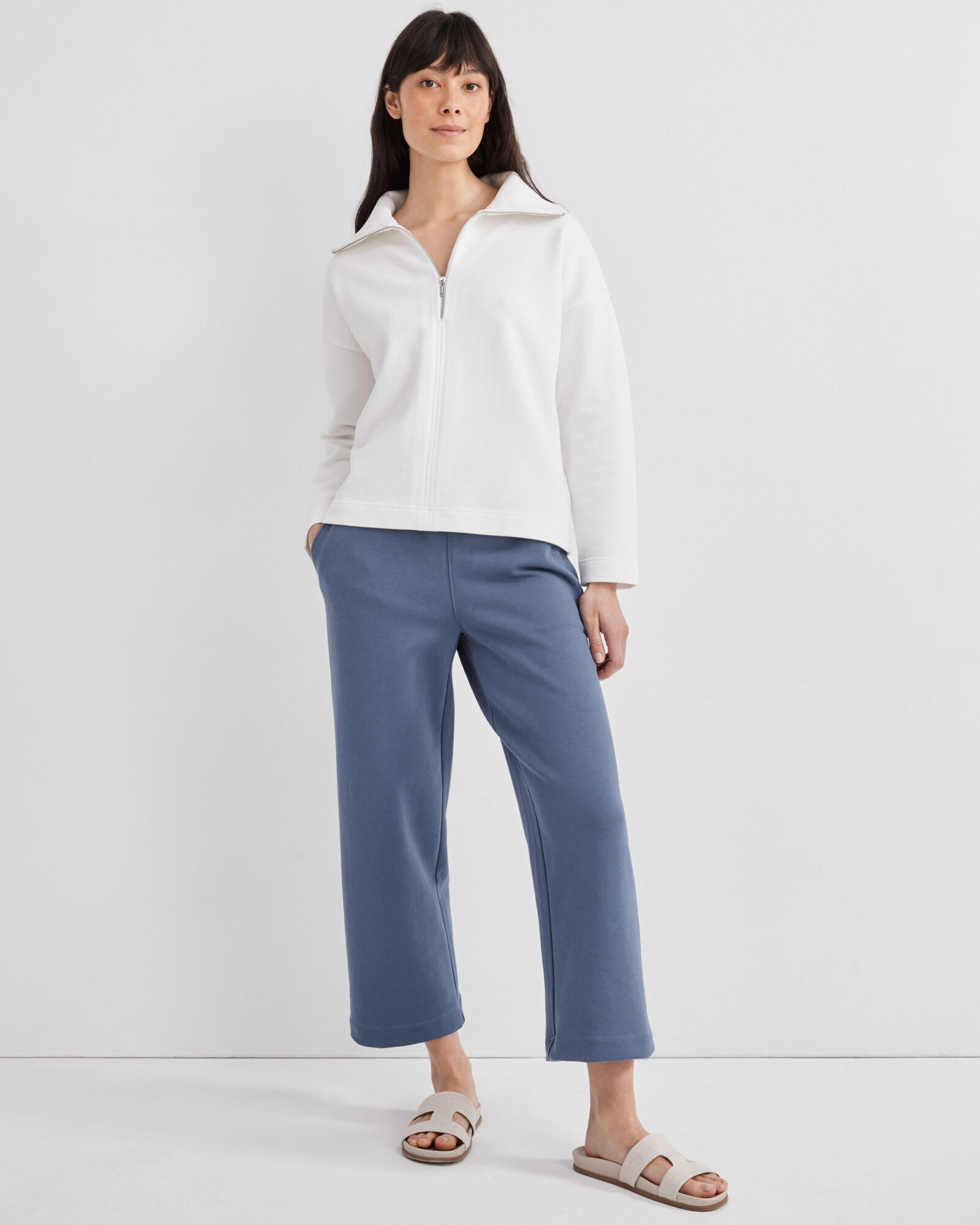 Organic Cotton French Terry Wide Leg Pants