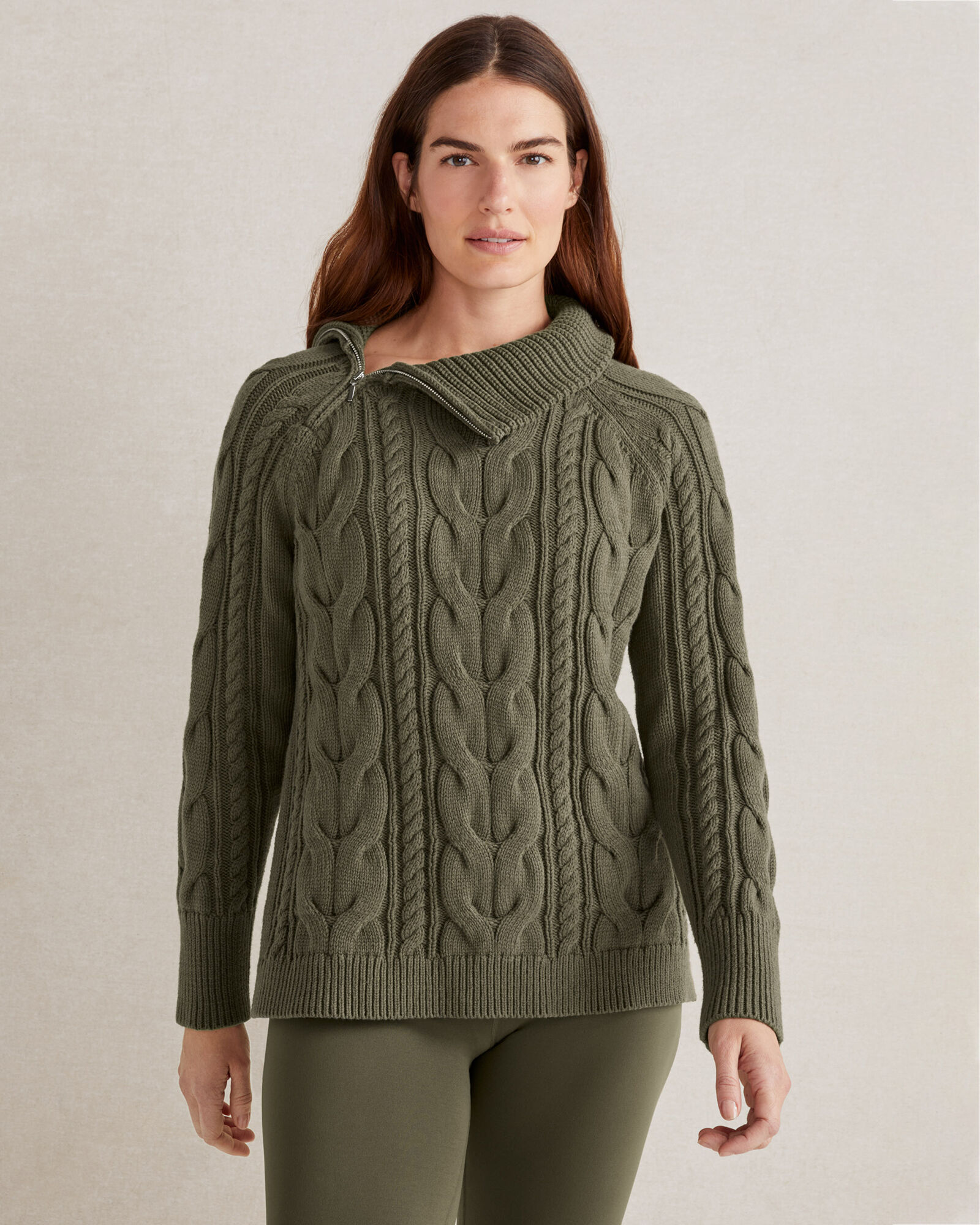 Side Zip Cable Knit Sweater
