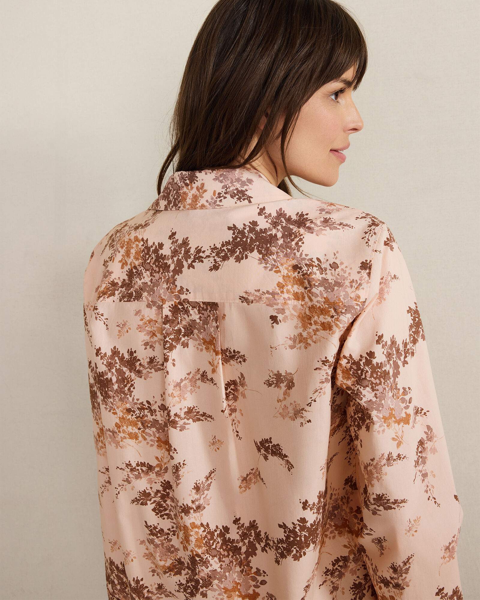 Organic Cotton Poplin Painted Rose Pajama Top