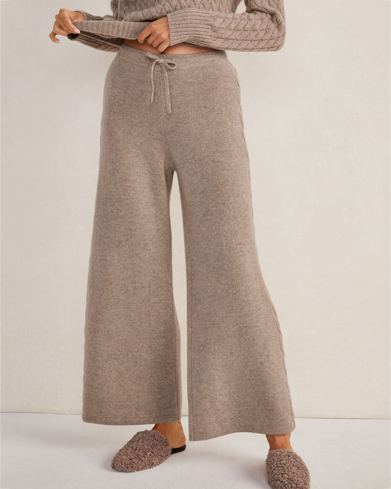 Wide leg cashmere best sale pants