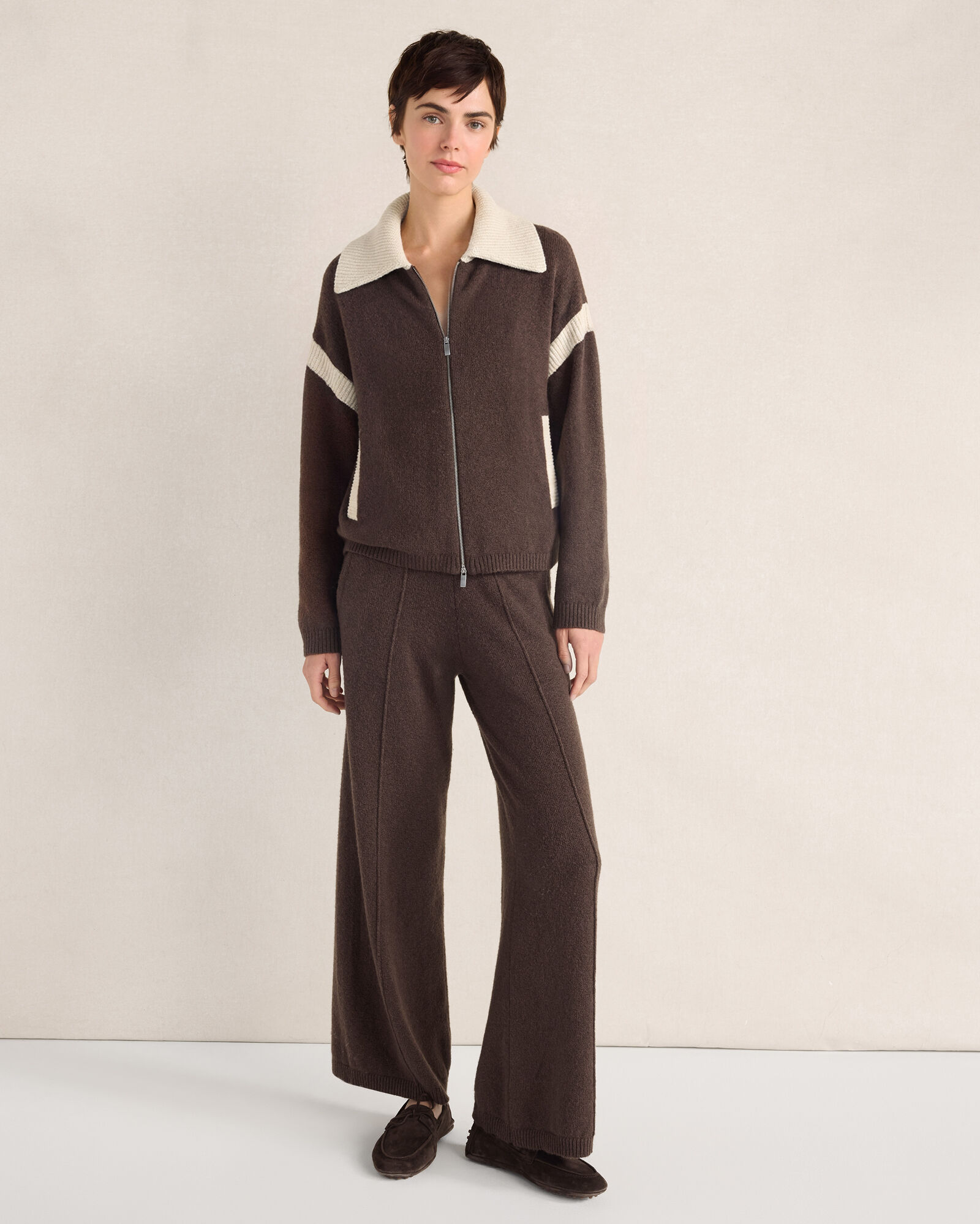 Organic Cotton Blend Pintuck Wide Leg Pants