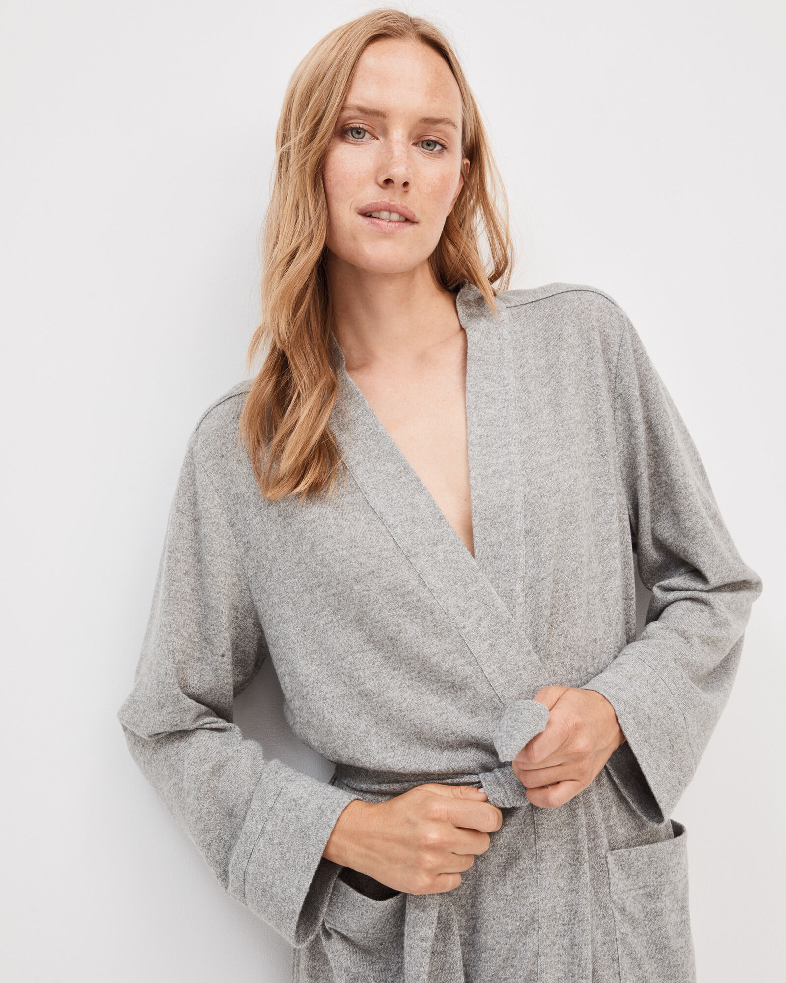 Marled Knit Patch Pocket Robe