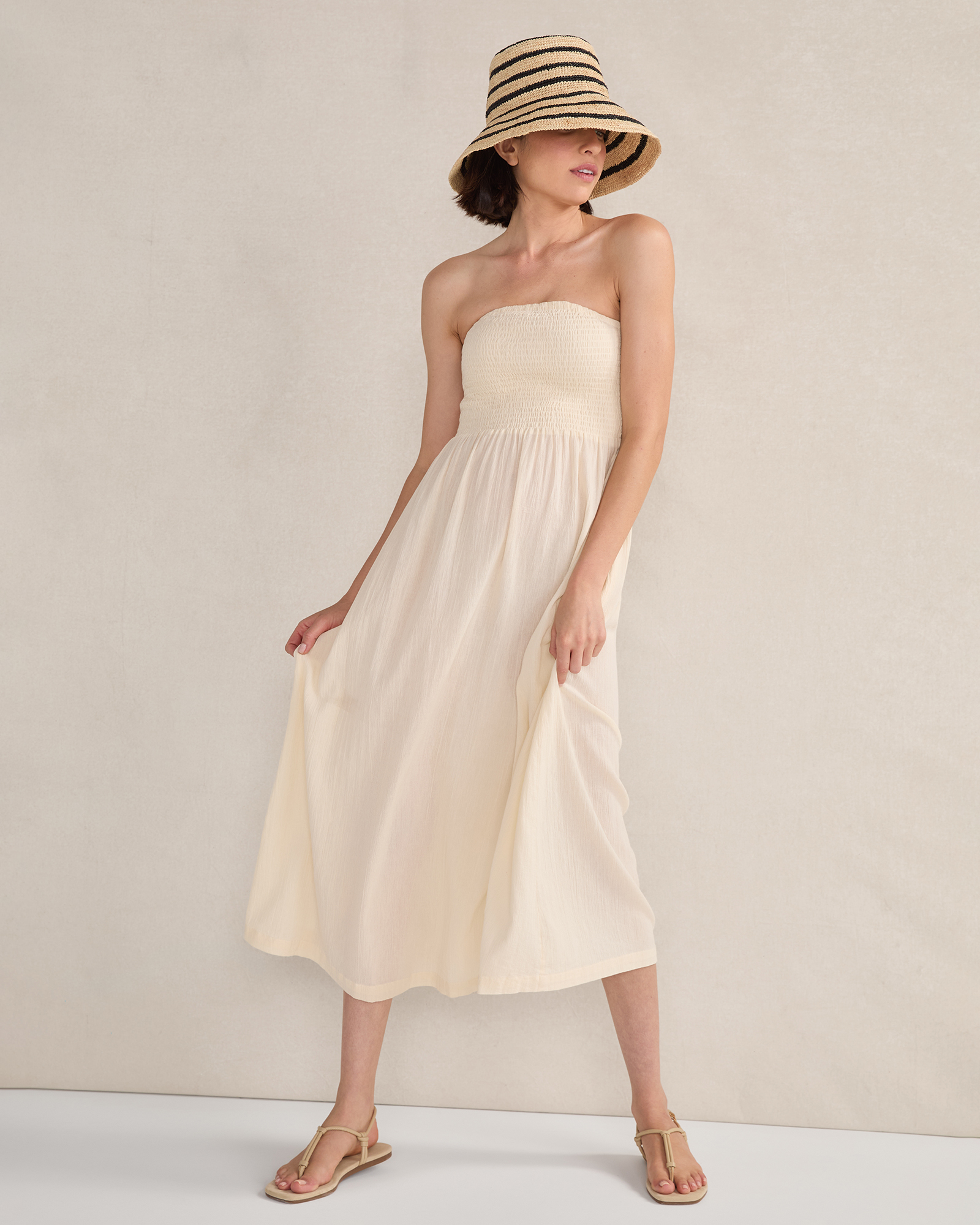 Organic Cotton Crinkle Gauze Strapless Dress Haze XXS 110$